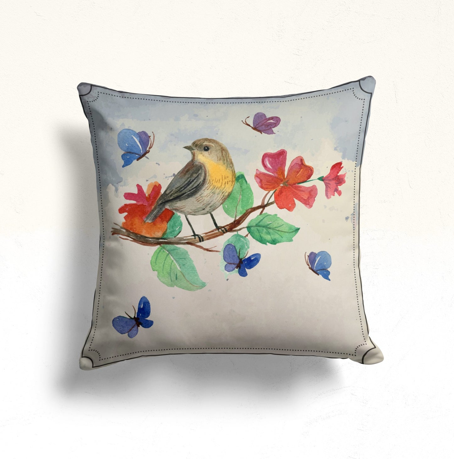 Bird, Butterfly Spring Cushion Cover, Tropical Parrots, Flowers