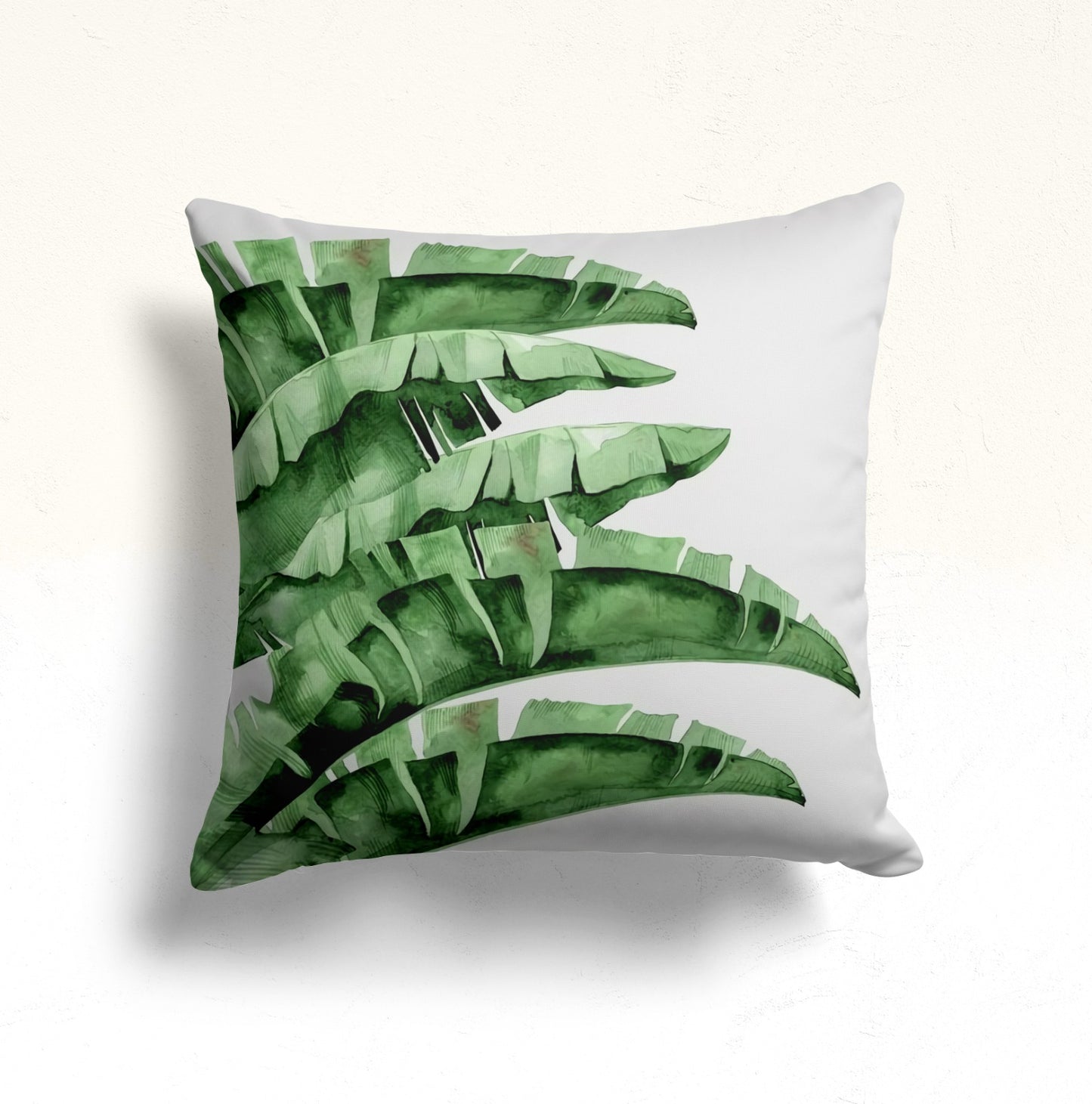 Lotus Leaf Print Cushion Cover for Tropical Decor, Green Leaf