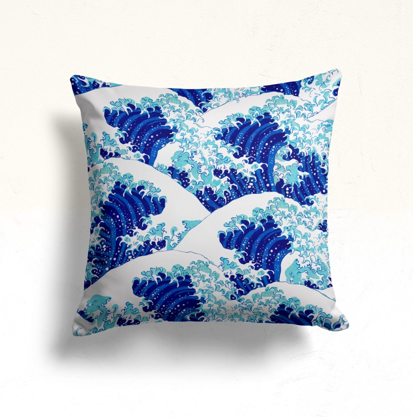 Ocean Wave Cushion Cover in Blue Hues, Tropical Blue Palm