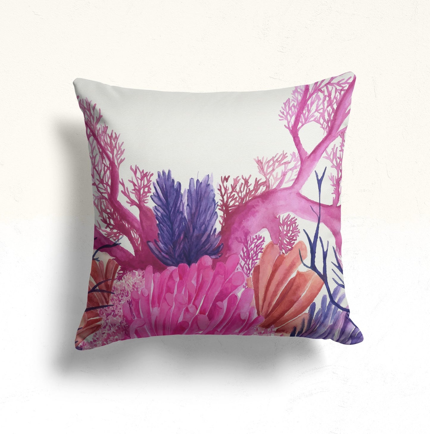 Colorful Sea Creatures Cushion Cover, Underwater Ocean Scene Decor
