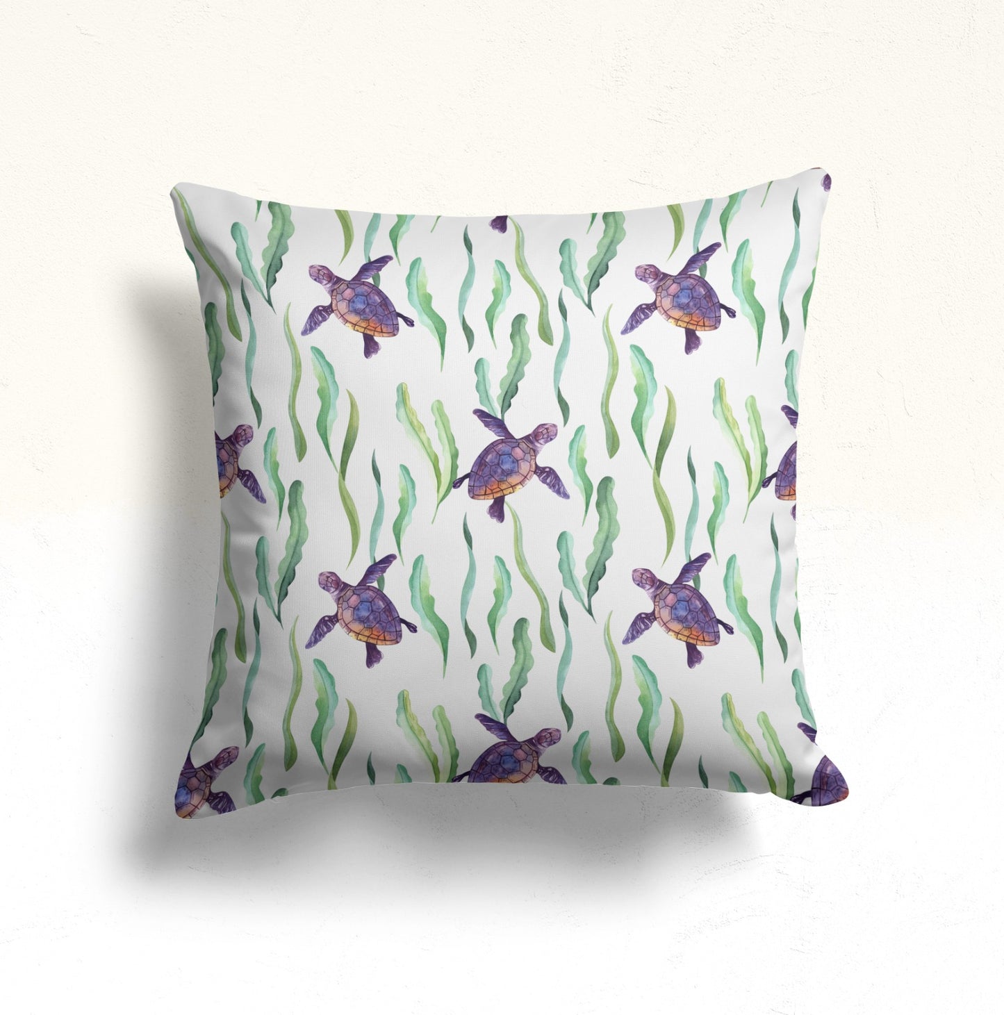 Colorful Sea Creatures Cushion Cover, Underwater Ocean Scene Decor