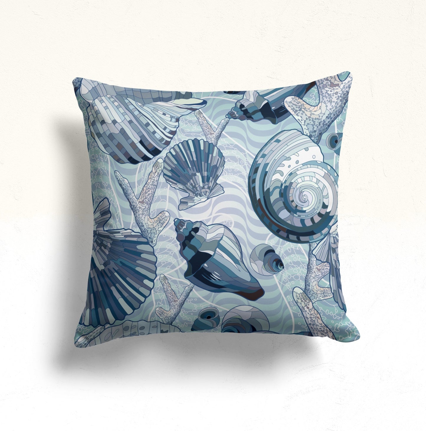Blue Marine Sea Life Nautical Cushion Cover