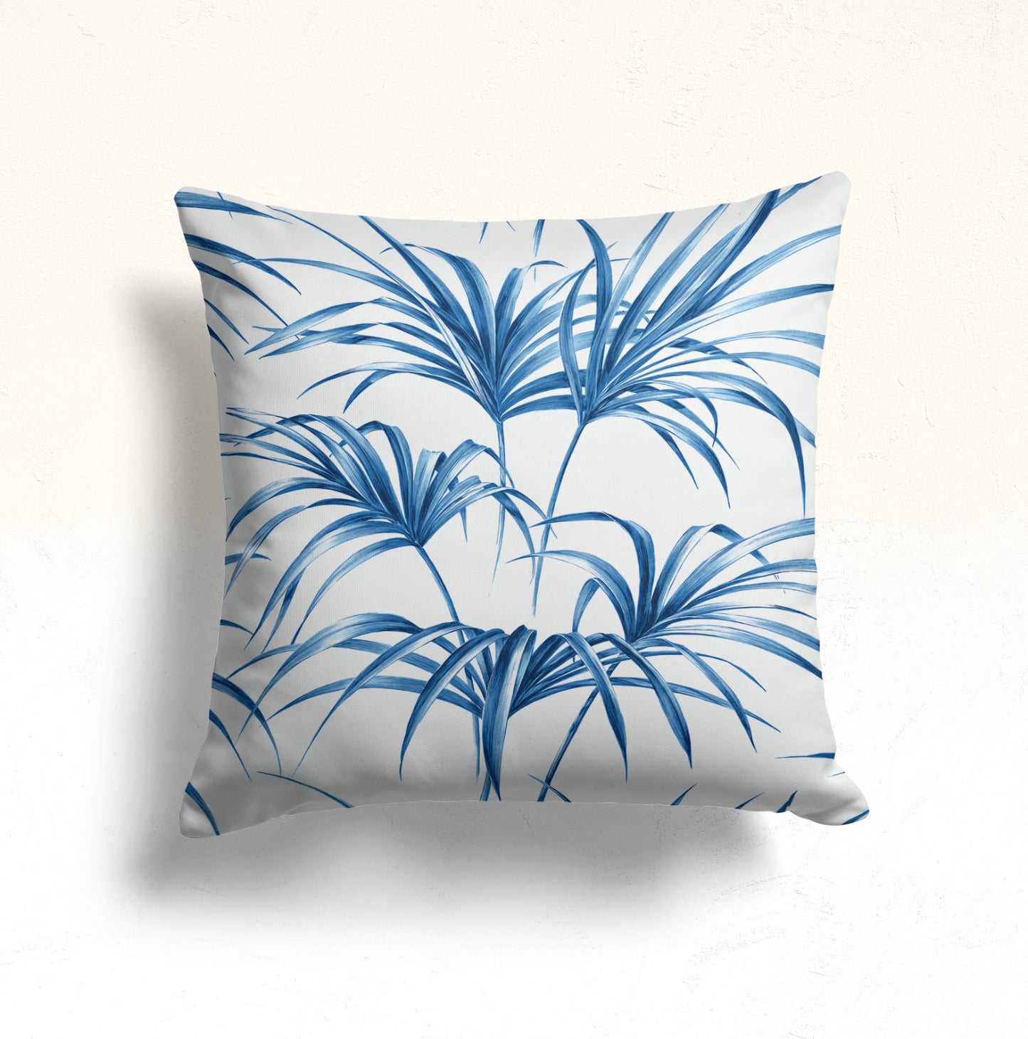Ocean Wave Cushion Cover in Blue Hues, Tropical Blue Palm