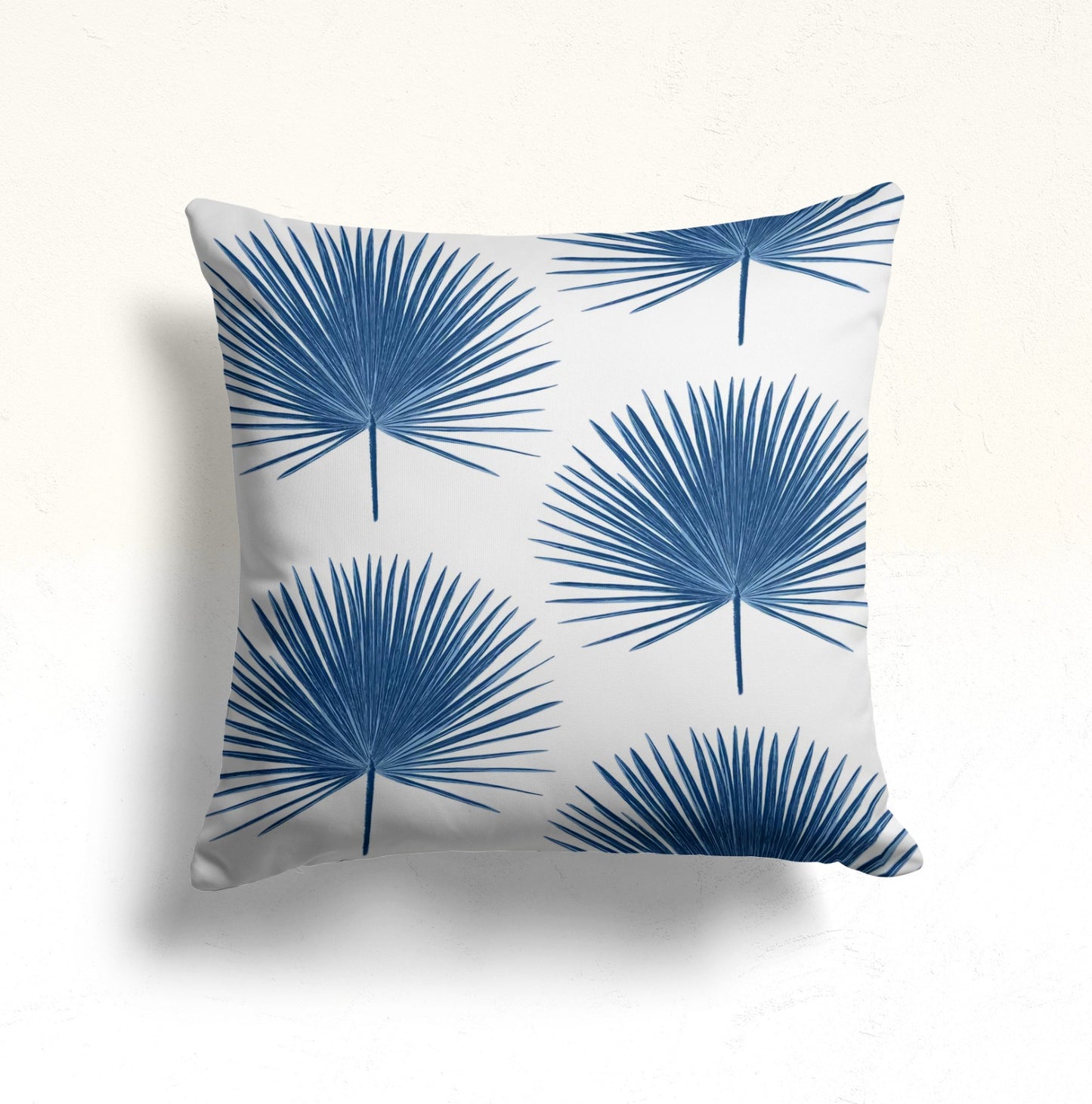Ocean Wave Cushion Cover in Blue Hues, Tropical Blue Palm