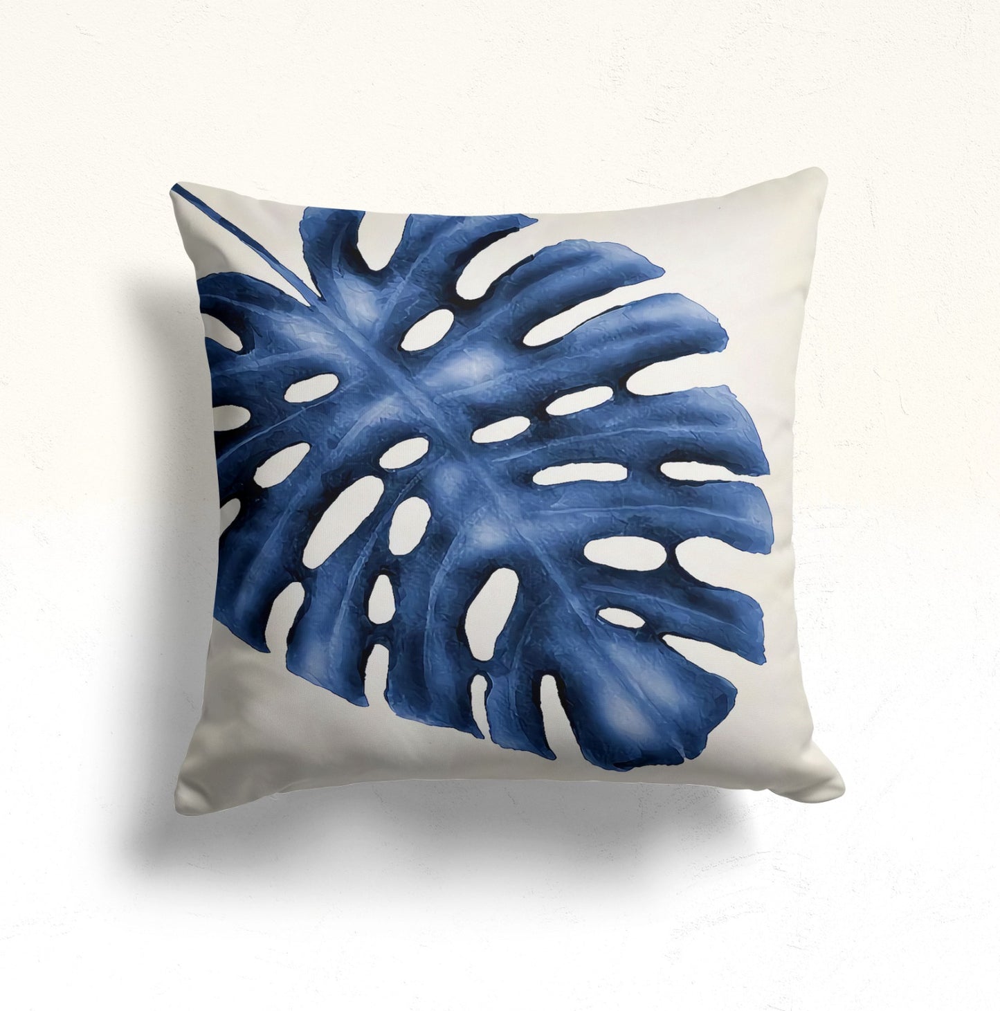Ocean Wave Cushion Cover in Blue Hues, Tropical Blue Palm