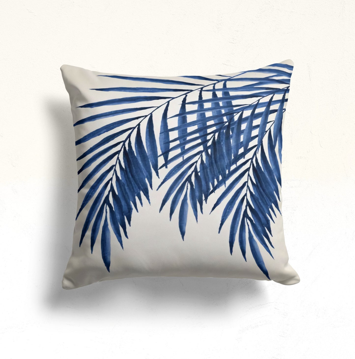 Blue Fern and Wildflower Cushion Cover, Abstract Indigo Leaves