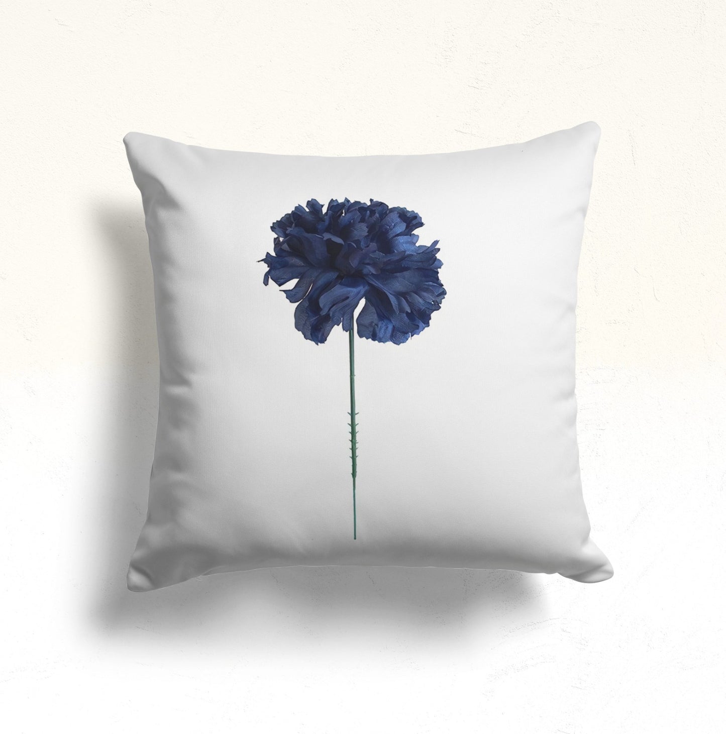 Blue Fern and Wildflower Cushion Cover, Abstract Indigo Leaves