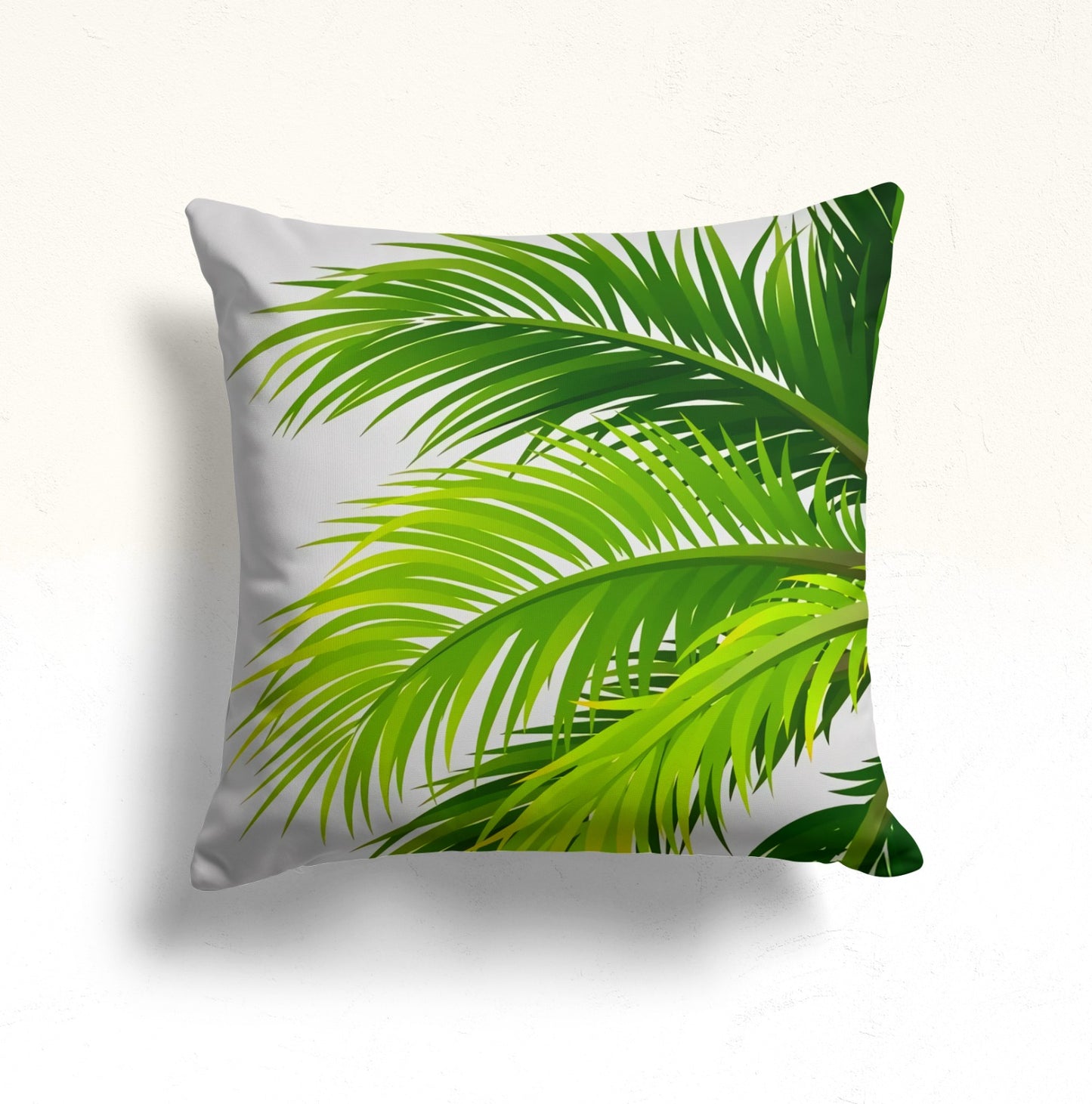 Lotus Leaf Print Cushion Cover for Tropical Decor, Green Leaf