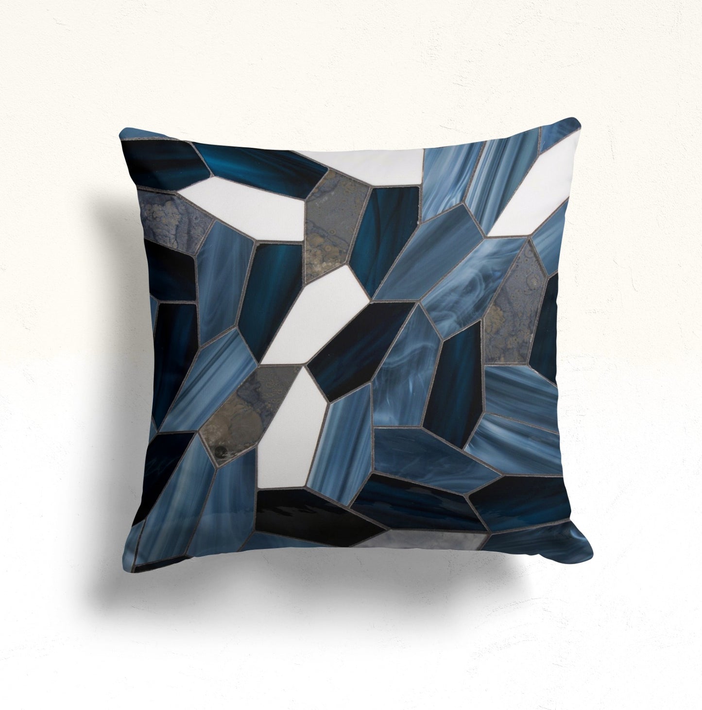 Midnight Waves Geometric Cushion Cover, Lunar Phases Circle Pattern