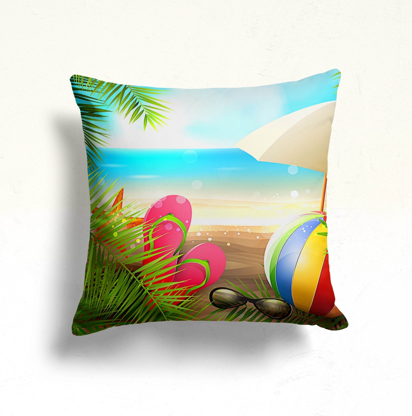 Summer House Palm Tree Colorful Cushion Cover