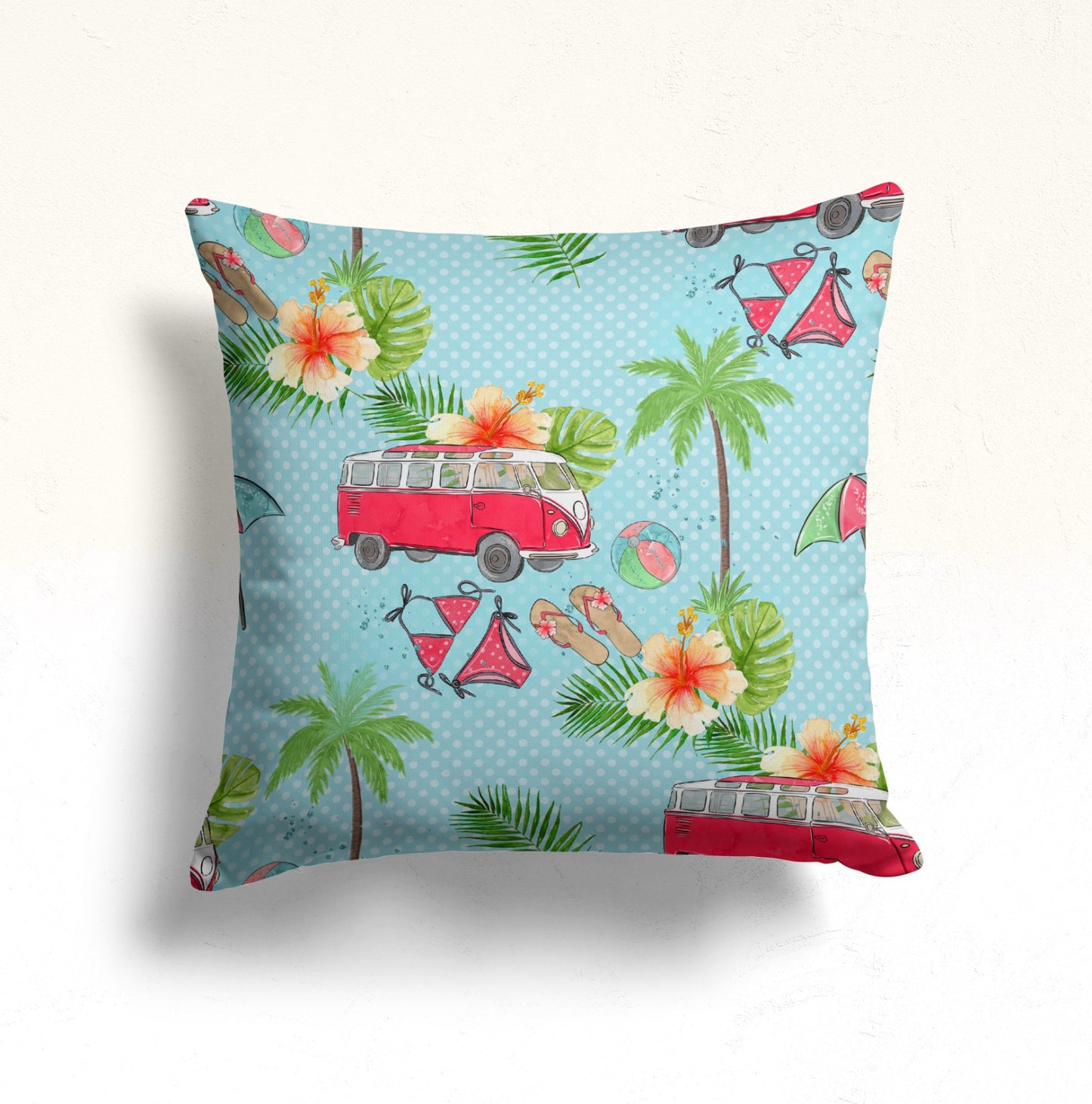 Summer House Palm Tree Colorful Cushion Cover
