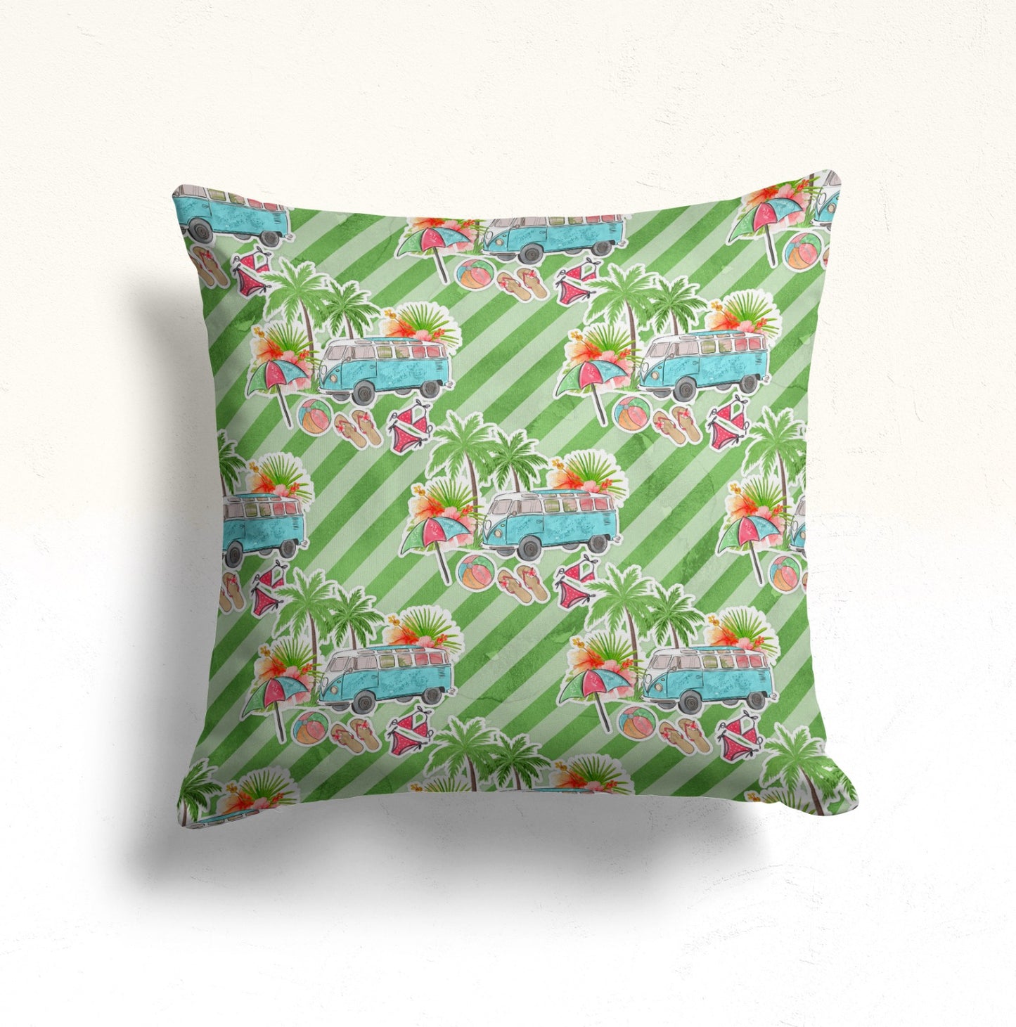 Summer House Palm Tree Colorful Cushion Cover