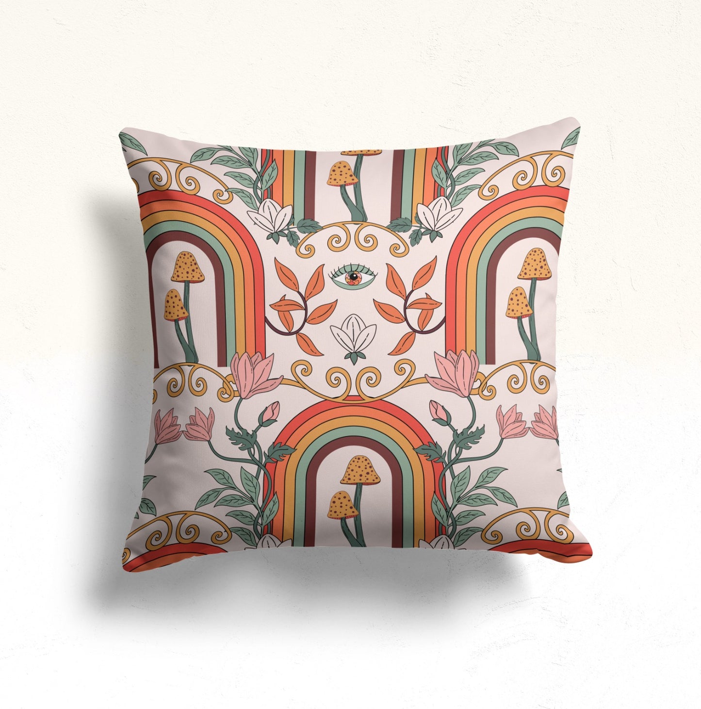 Pastel, Watercolor Garden Cushion Cover, Mystical Eyes Dekor