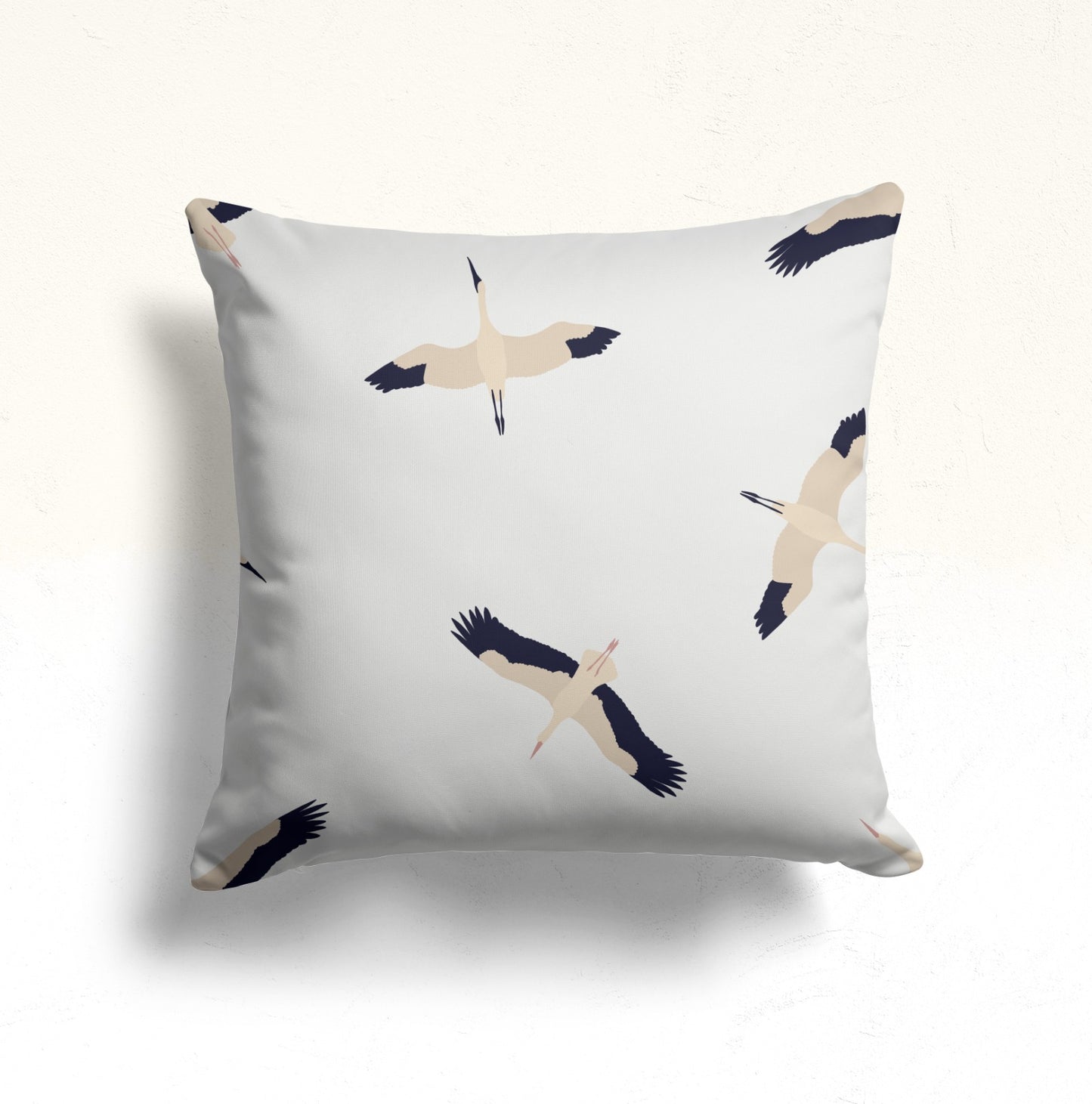Floral and Bird Design Cushion Cover, Scandinavian Style