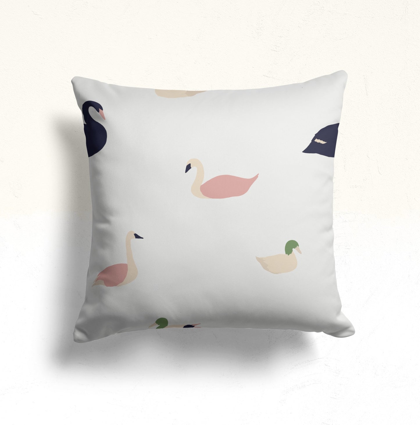 Floral and Bird Design Cushion Cover, Scandinavian Style