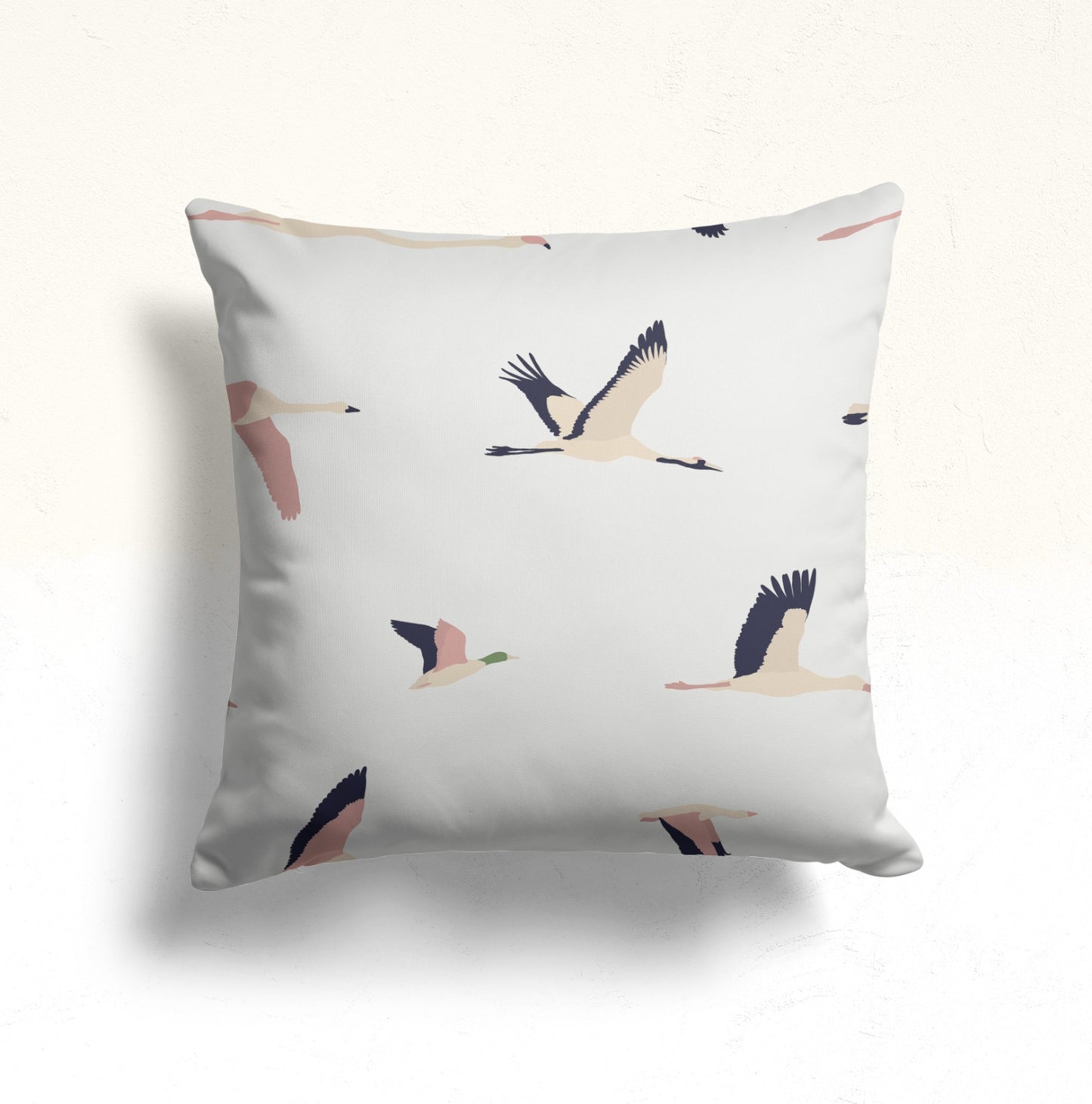 Floral and Bird Design Cushion Cover, Scandinavian Style