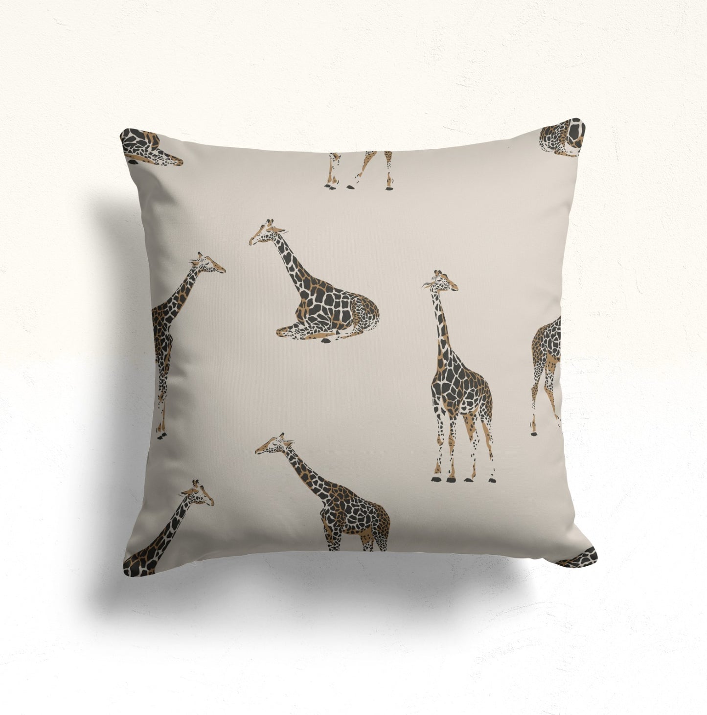 Deer Cushion Cover with Fig Leaves, Green Botanical Trees