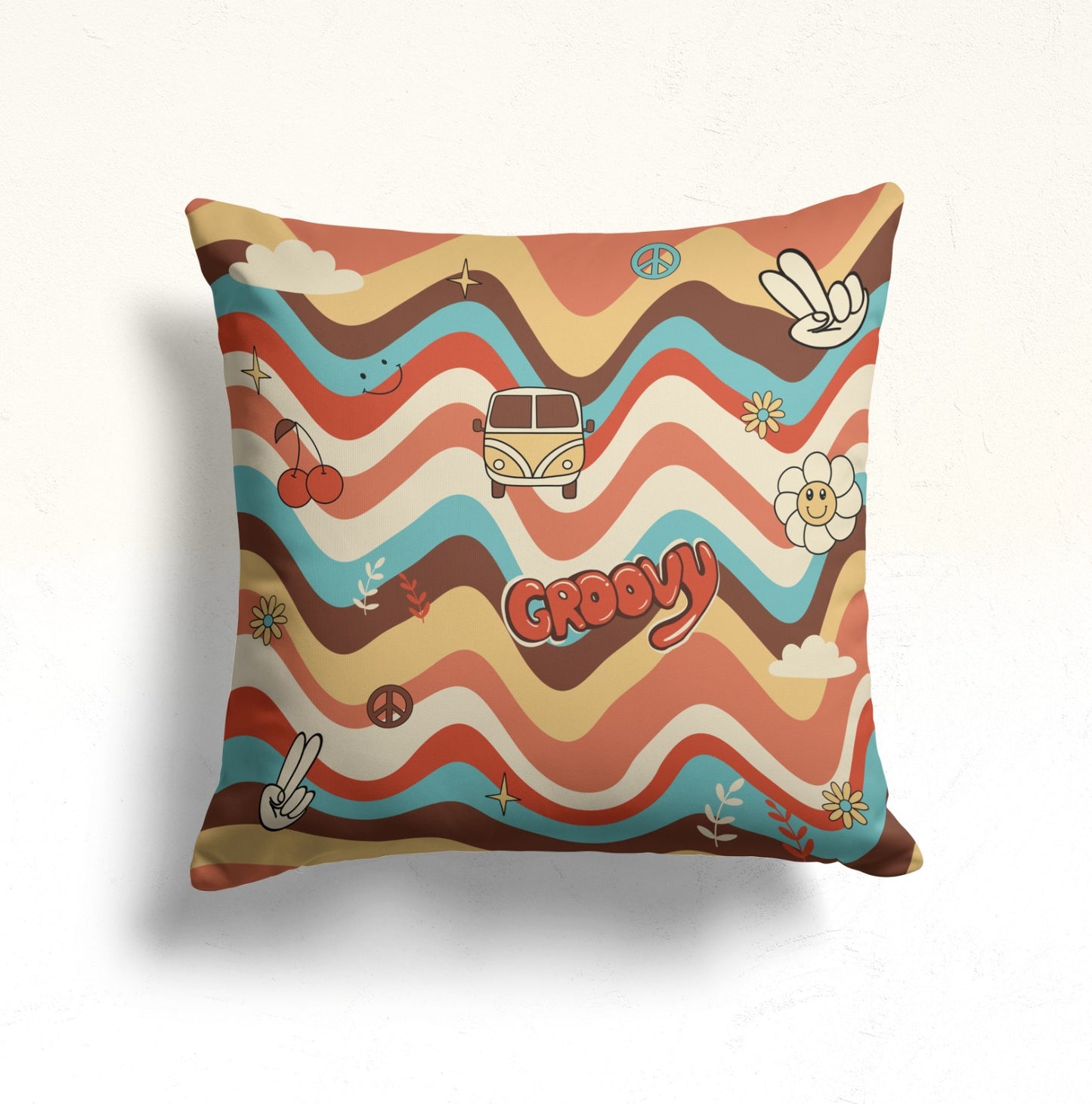Vintage Checkered Pattern Cushion Cover, Retro Floral Squares