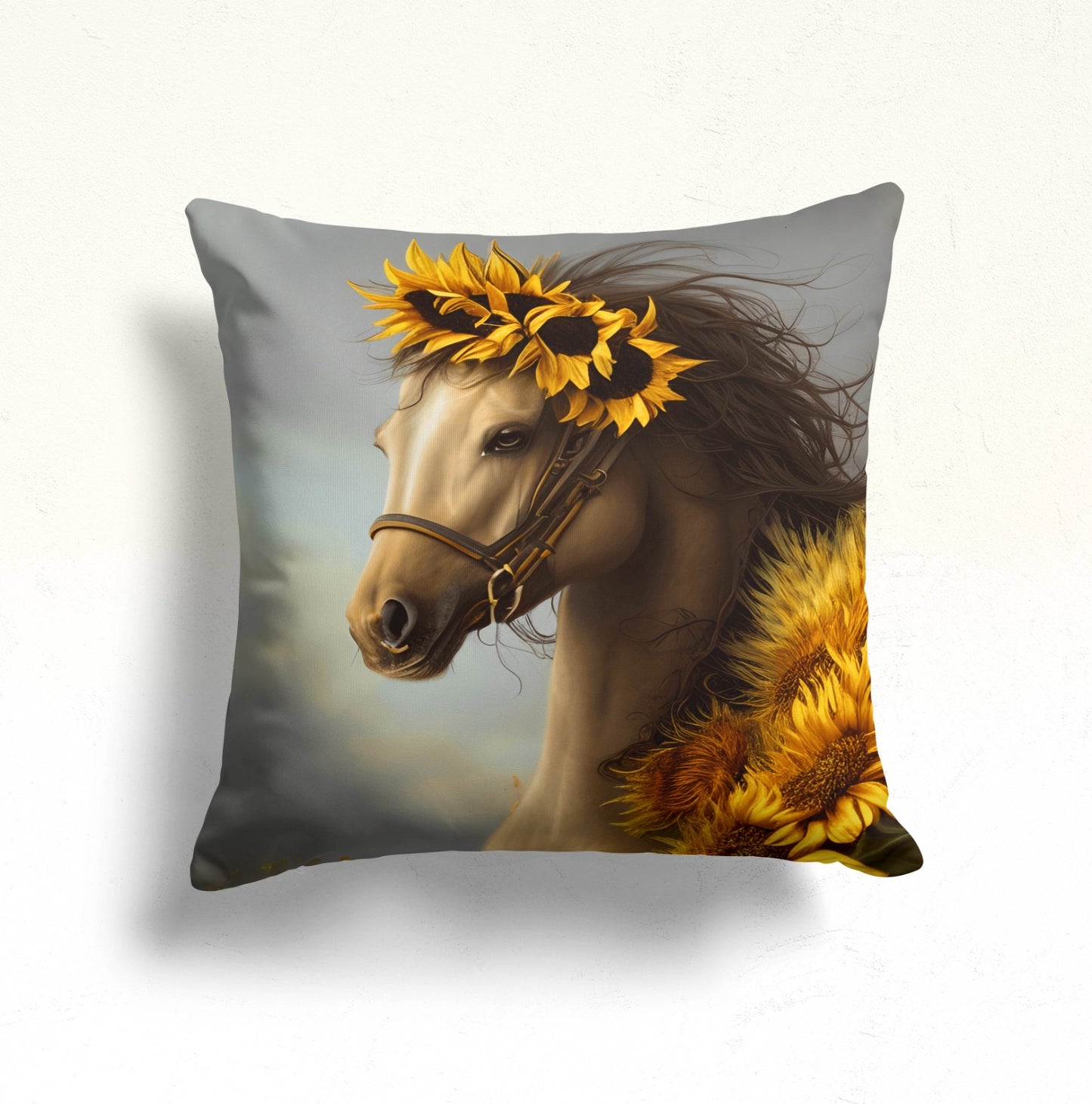 Wooden Sunflower Delight Cushion Cover, Sunflower Rustic Stripes