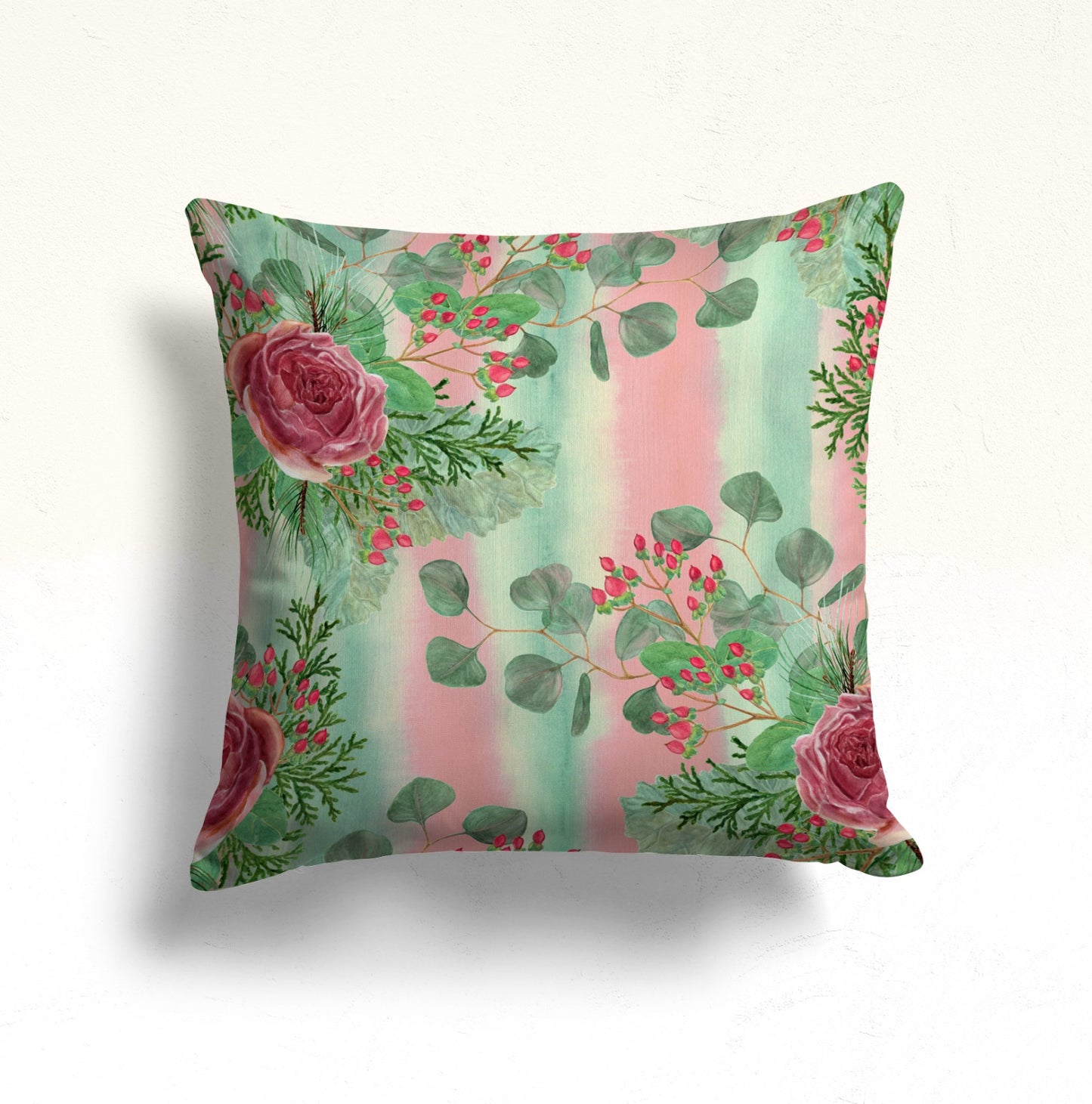 Tropical Green Cushion Cover, Floral Elephant, Boho Jungle