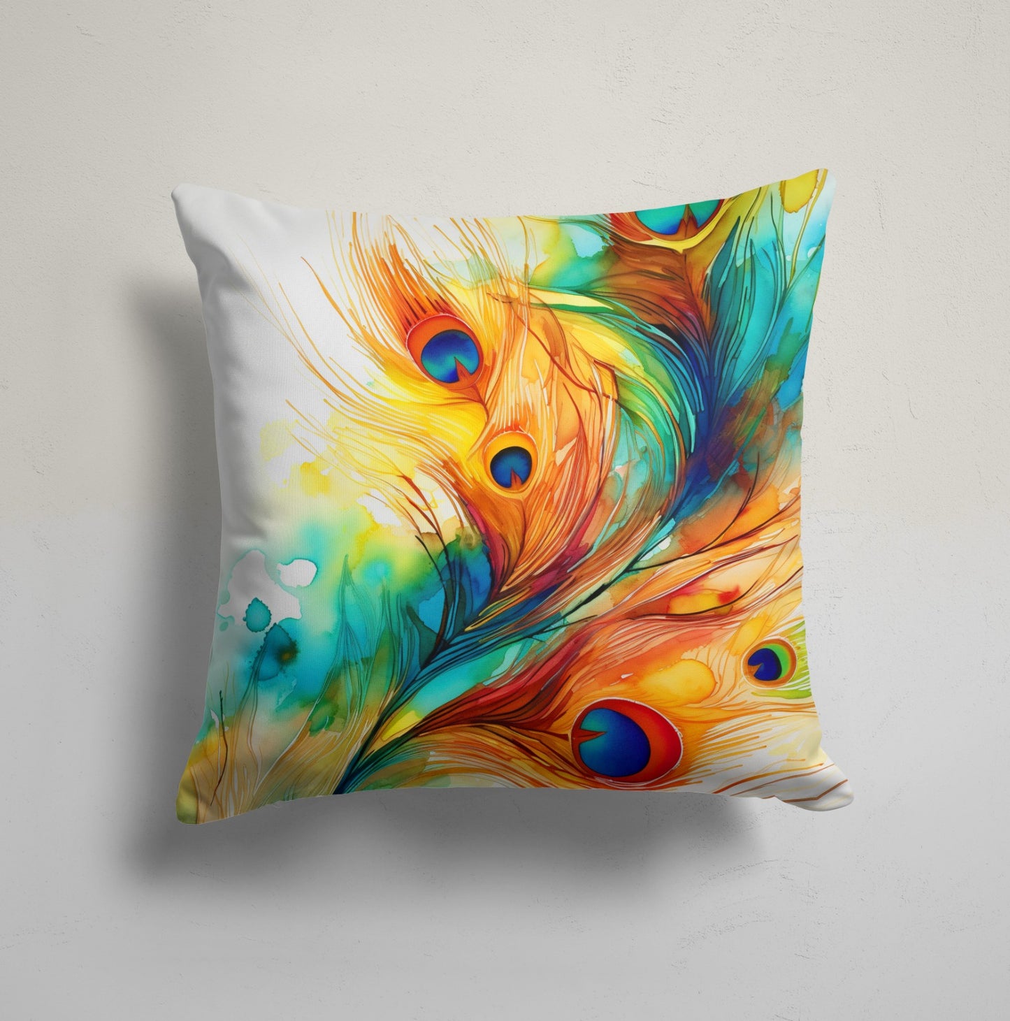 Peacock Feather Printing Cushion Cover