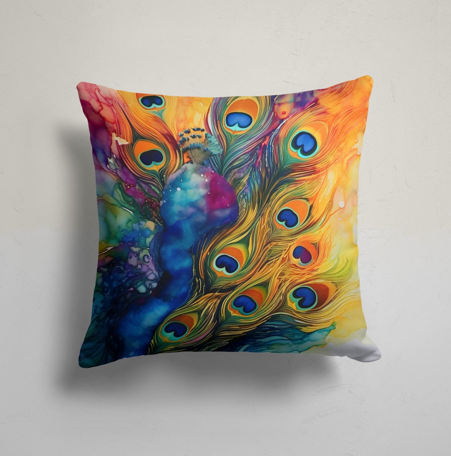 Peacock Feather Printing Cushion Cover