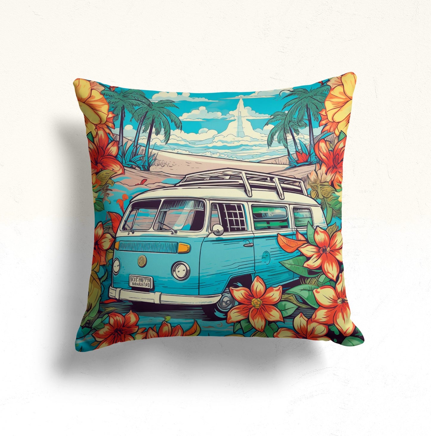 Summer House Palm Tree Colorful Cushion Cover