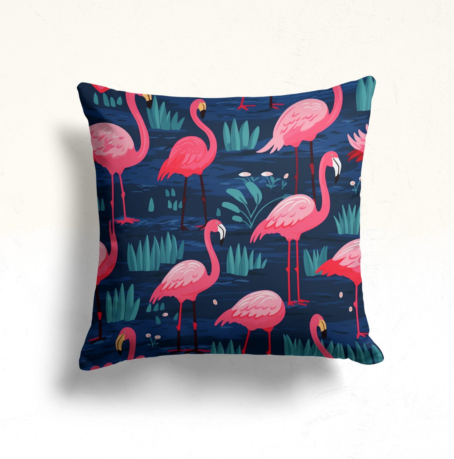 Tropical Flamingo Cushion Cover, Purple with Pineapples Decor