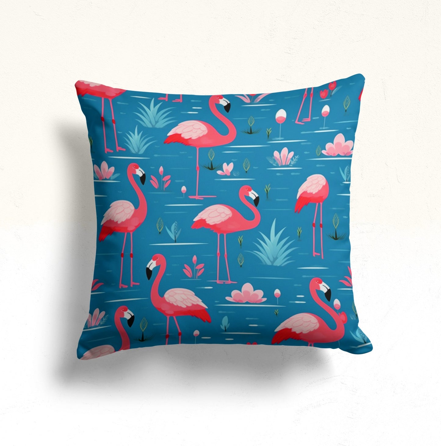 Tropical Flamingo Cushion Cover, Purple with Pineapples Decor