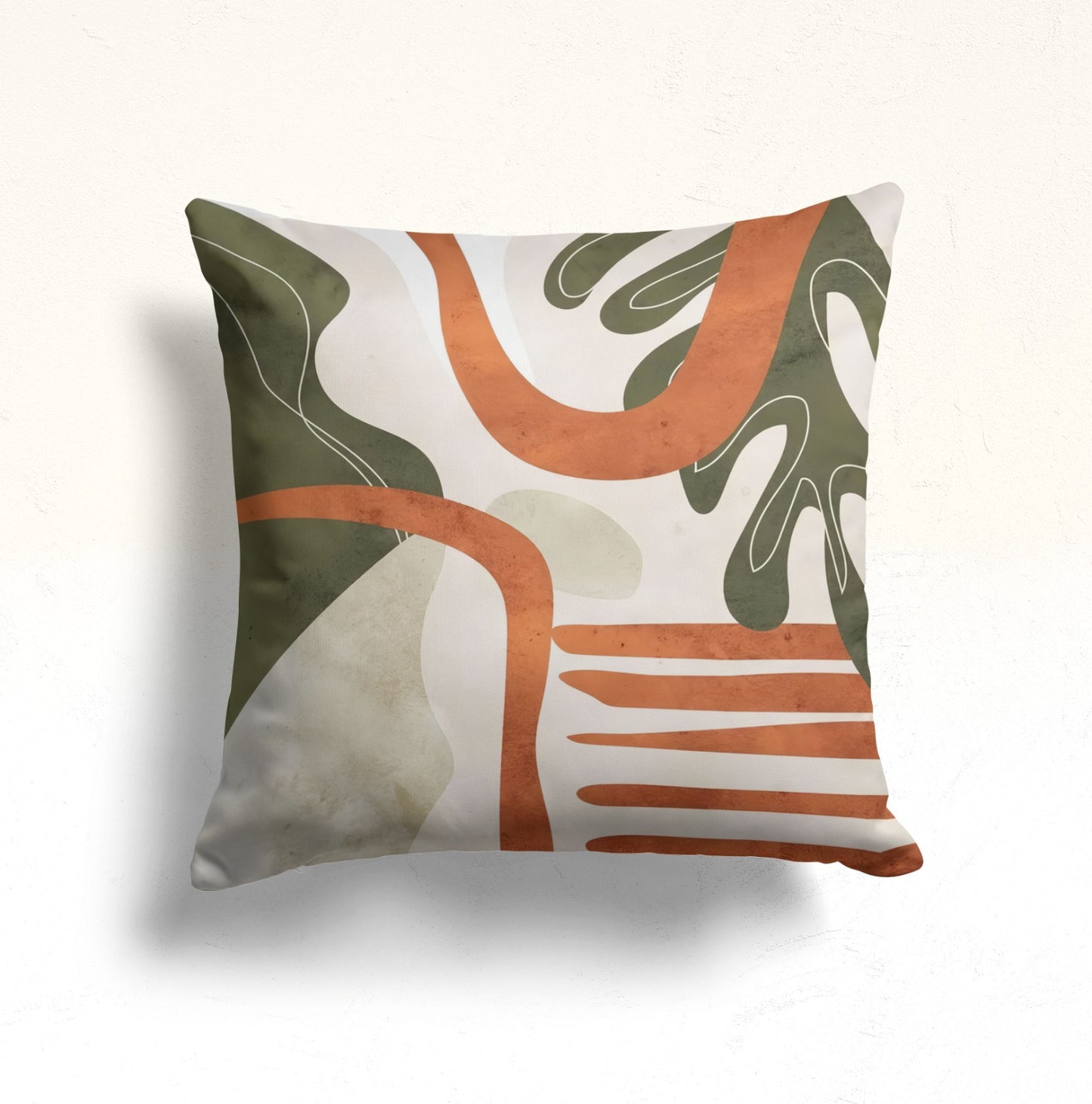 Abstract Sunset with Palm Leaves Cushion Cover in Earthy Tones