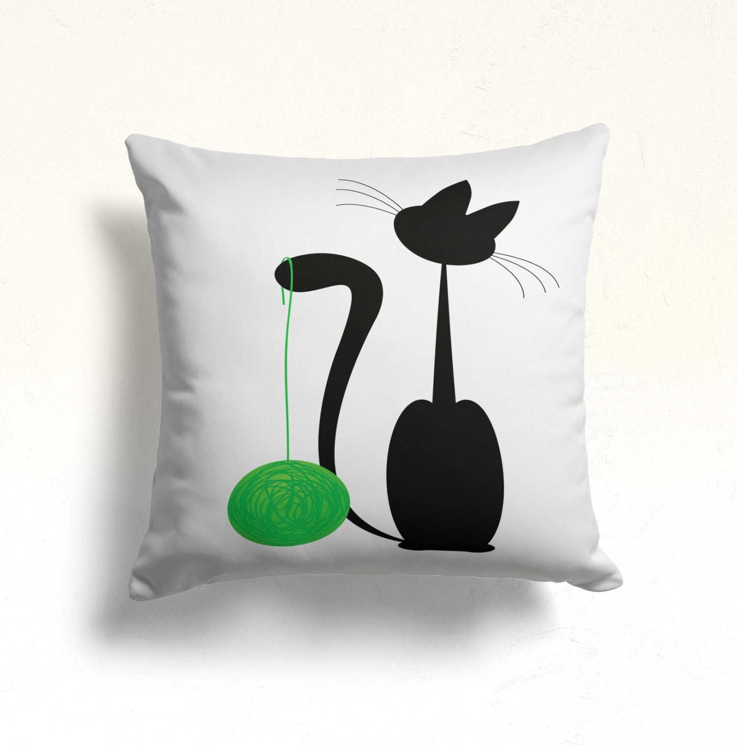 Black Cats Artwork Cushion Cover, Watercolor Cat and Kitten