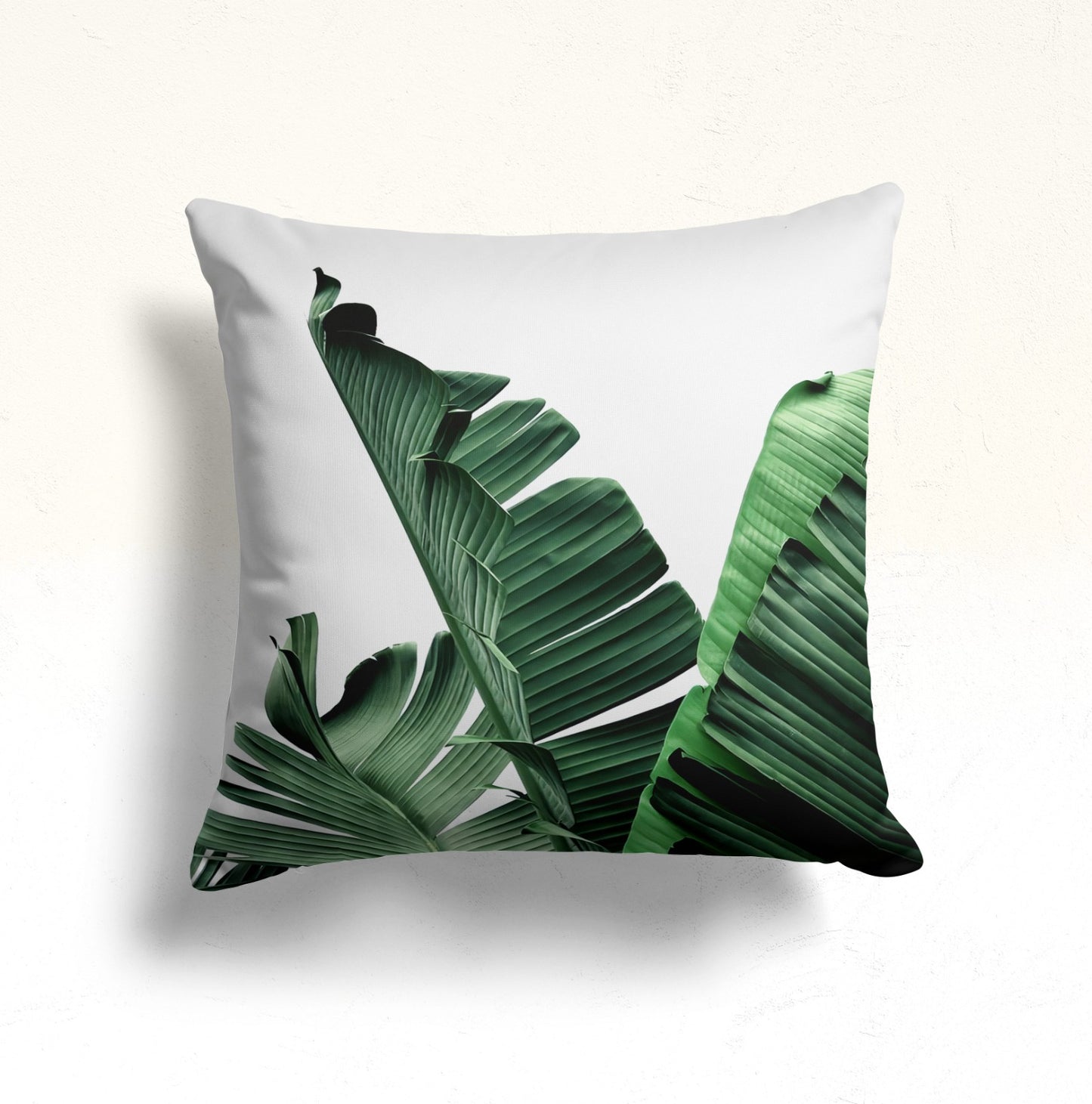 Lotus Leaf Print Cushion Cover for Tropical Decor, Green Leaf