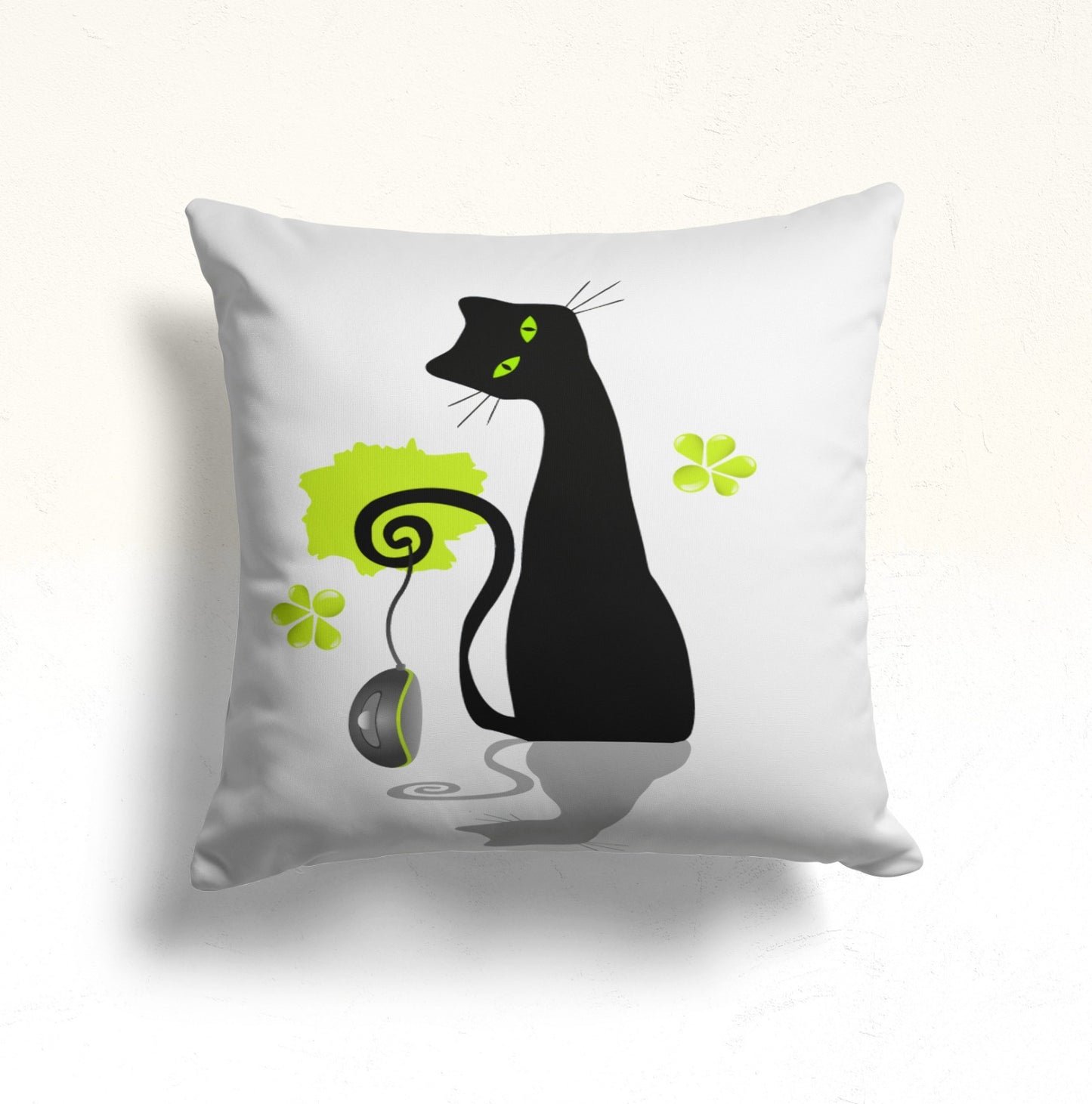 Black Cats Artwork Cushion Cover, Watercolor Cat and Kitten