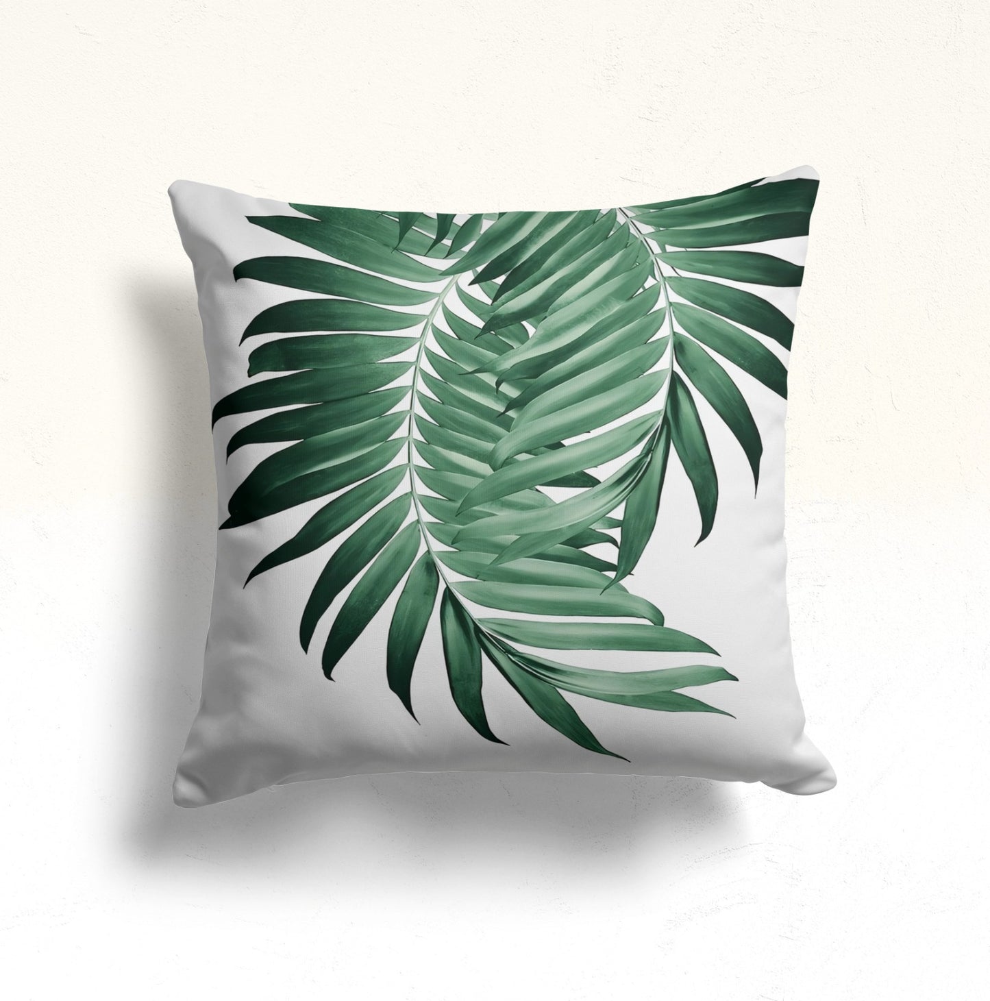 Lotus Leaf Print Cushion Cover for Tropical Decor, Green Leaf