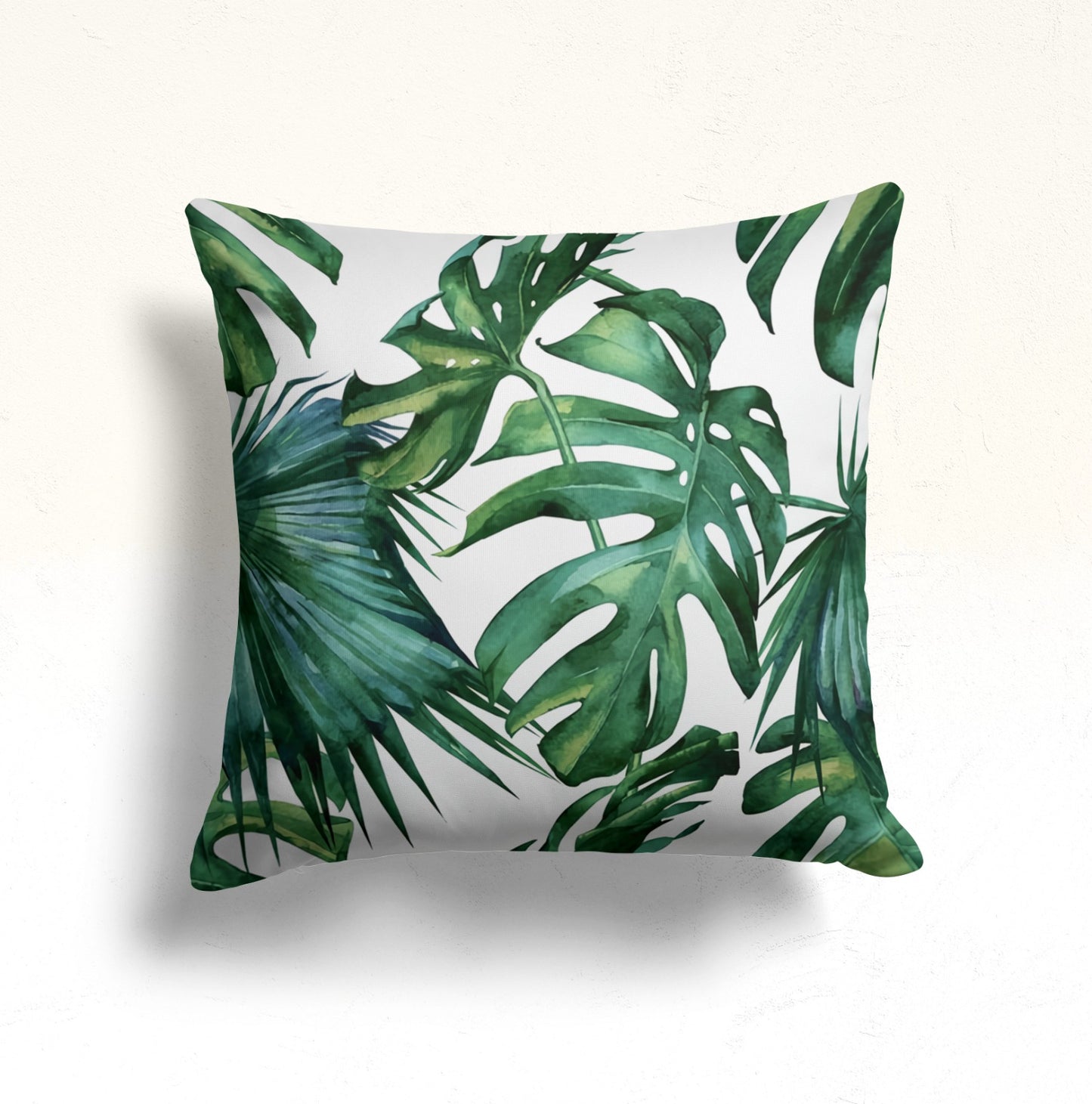 Lotus Leaf Print Cushion Cover for Tropical Decor, Green Leaf