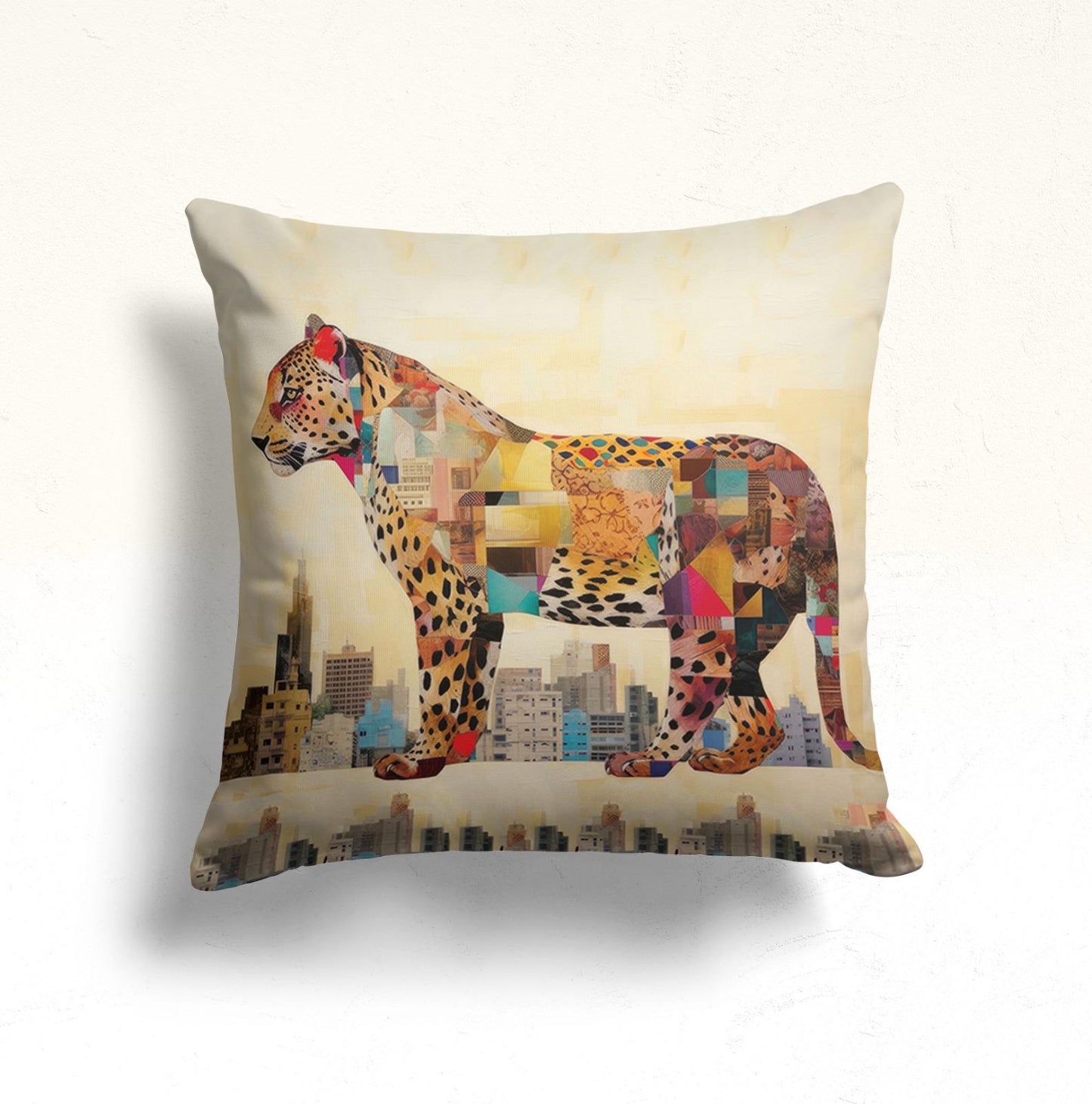 Tropical Bamboo Cushion Cover, Safari Leopards Illustrations