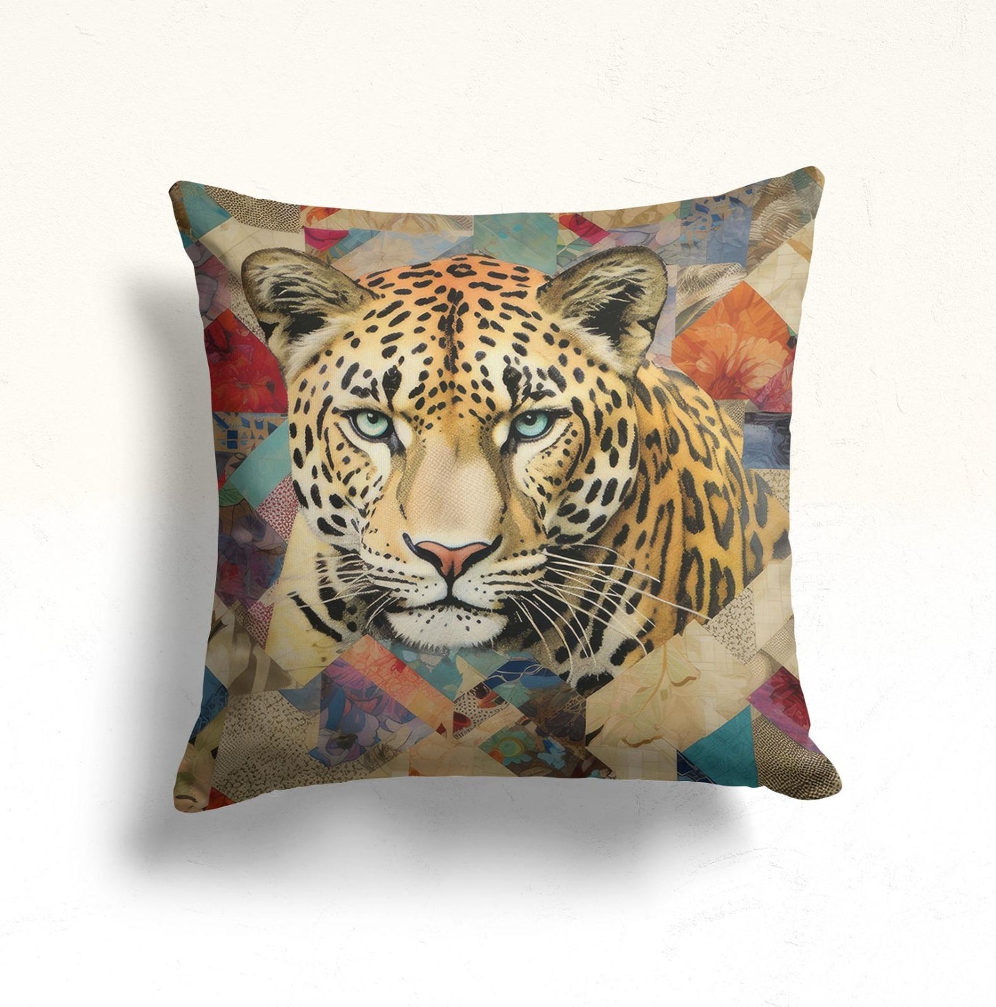 Tropical Bamboo Cushion Cover, Safari Leopards Illustrations
