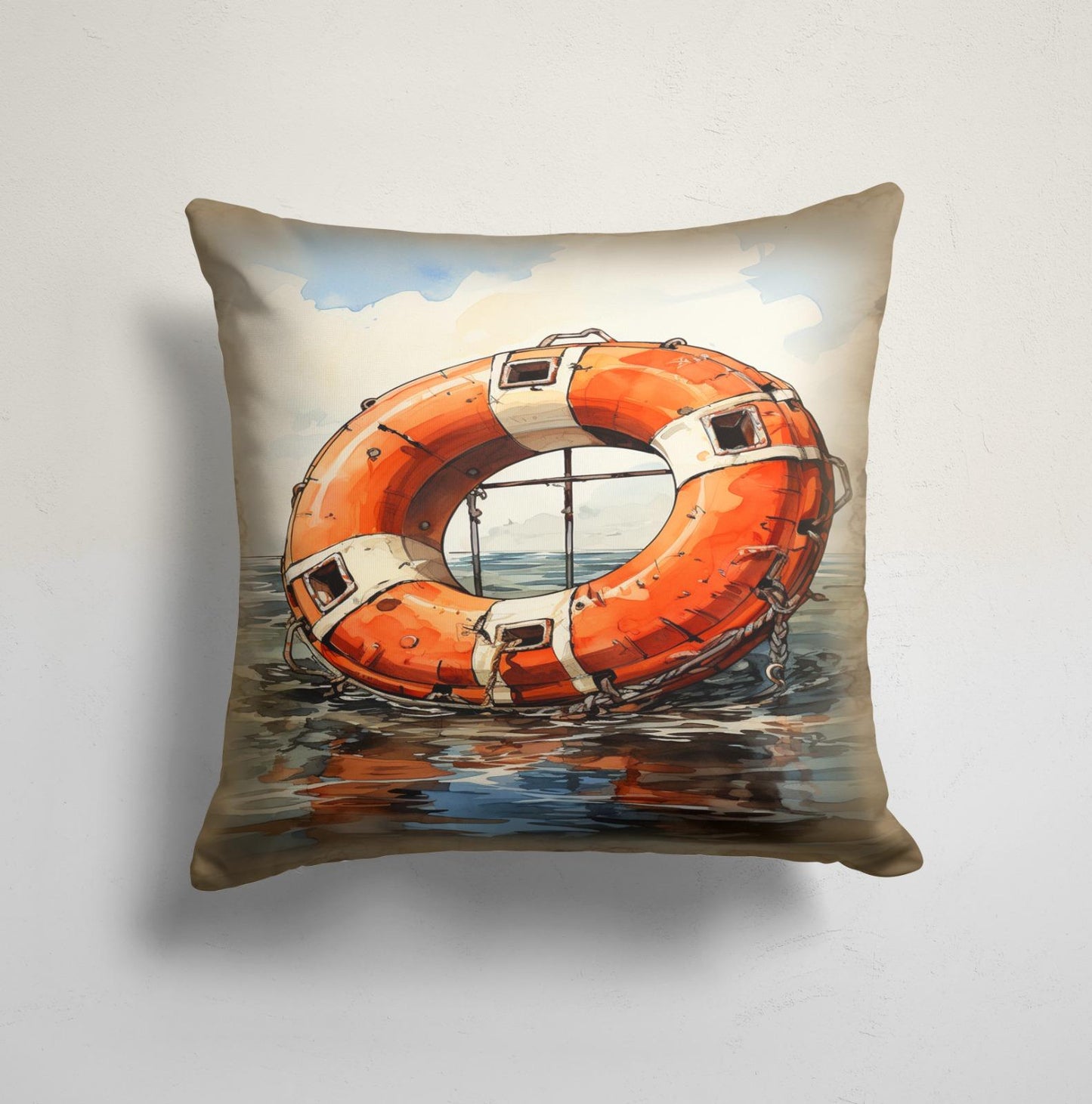 Sailing Ship Cushion Cover, Compass Rose Maritime, Harbor