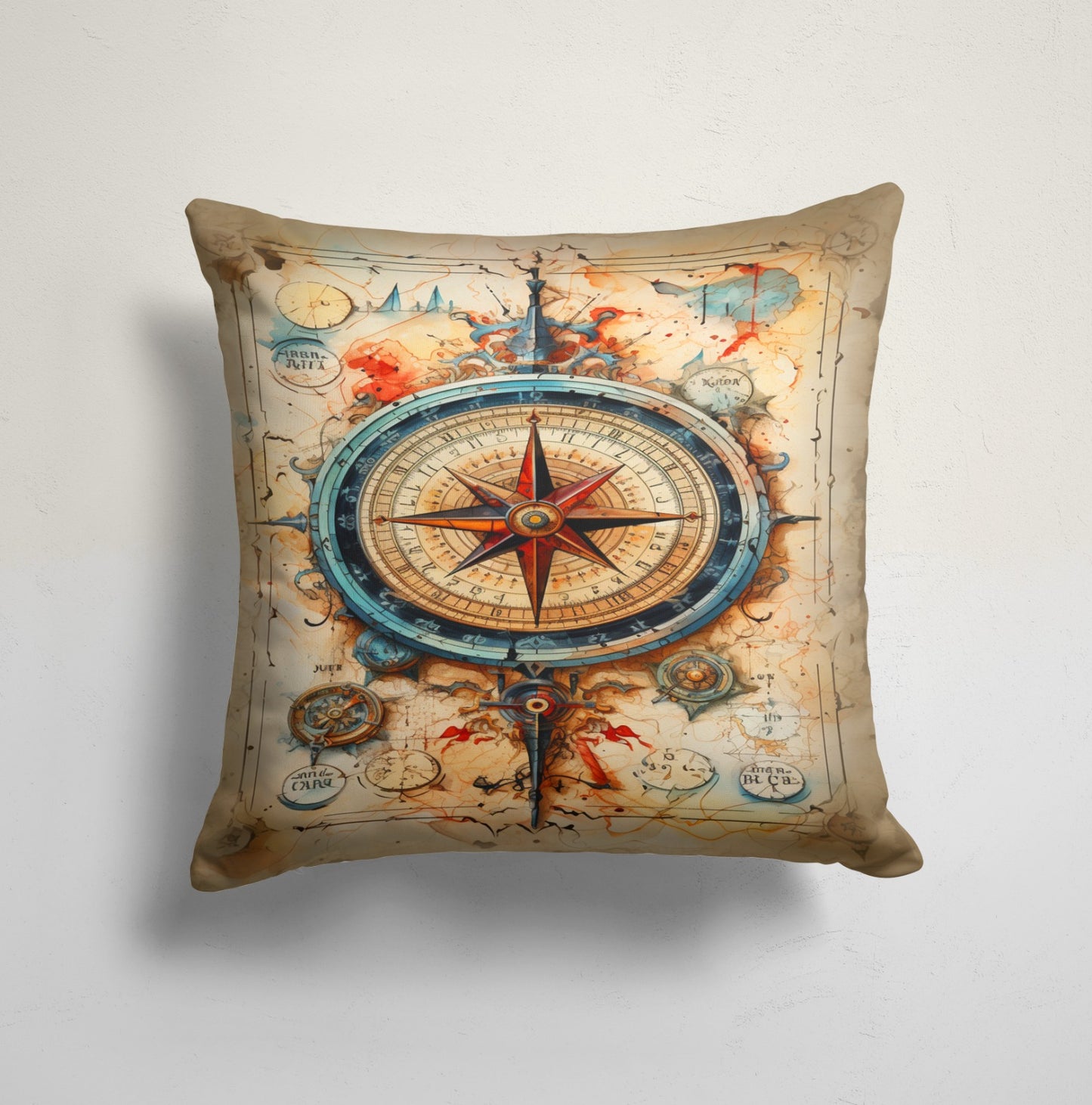 Sailing Ship Cushion Cover, Compass Rose Maritime, Harbor