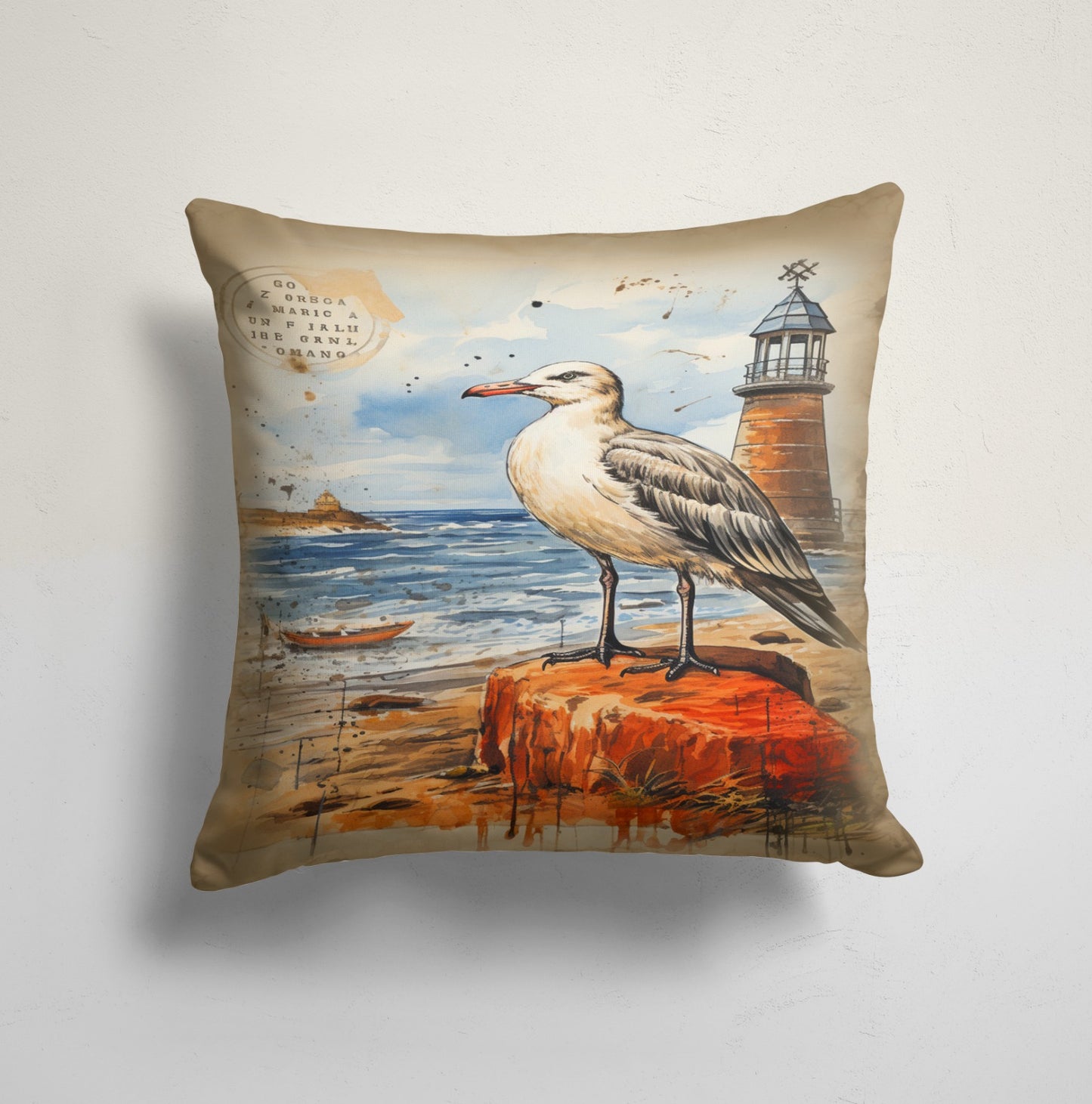 Sailing Ship Cushion Cover, Compass Rose Maritime, Harbor