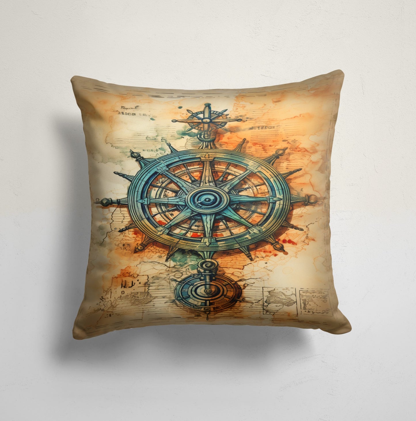 Sailing Ship Cushion Cover, Compass Rose Maritime, Harbor