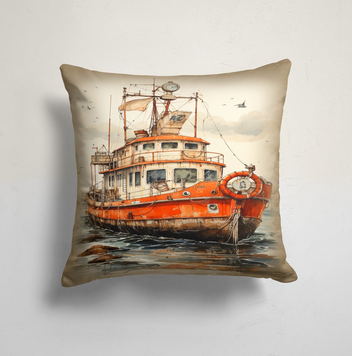 Lighthouse Landscape Ship Decorative Cushion Cover