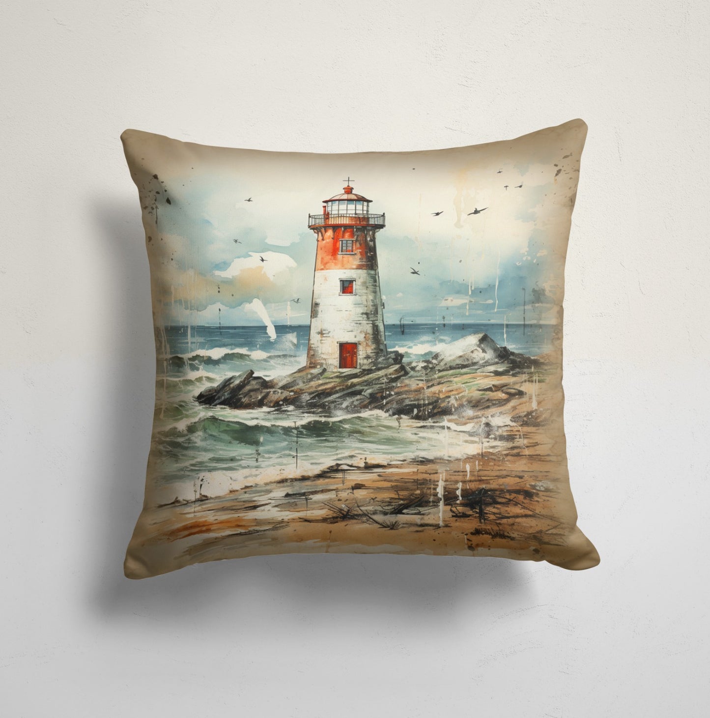 Lighthouse Landscape Ship Decorative Cushion Cover
