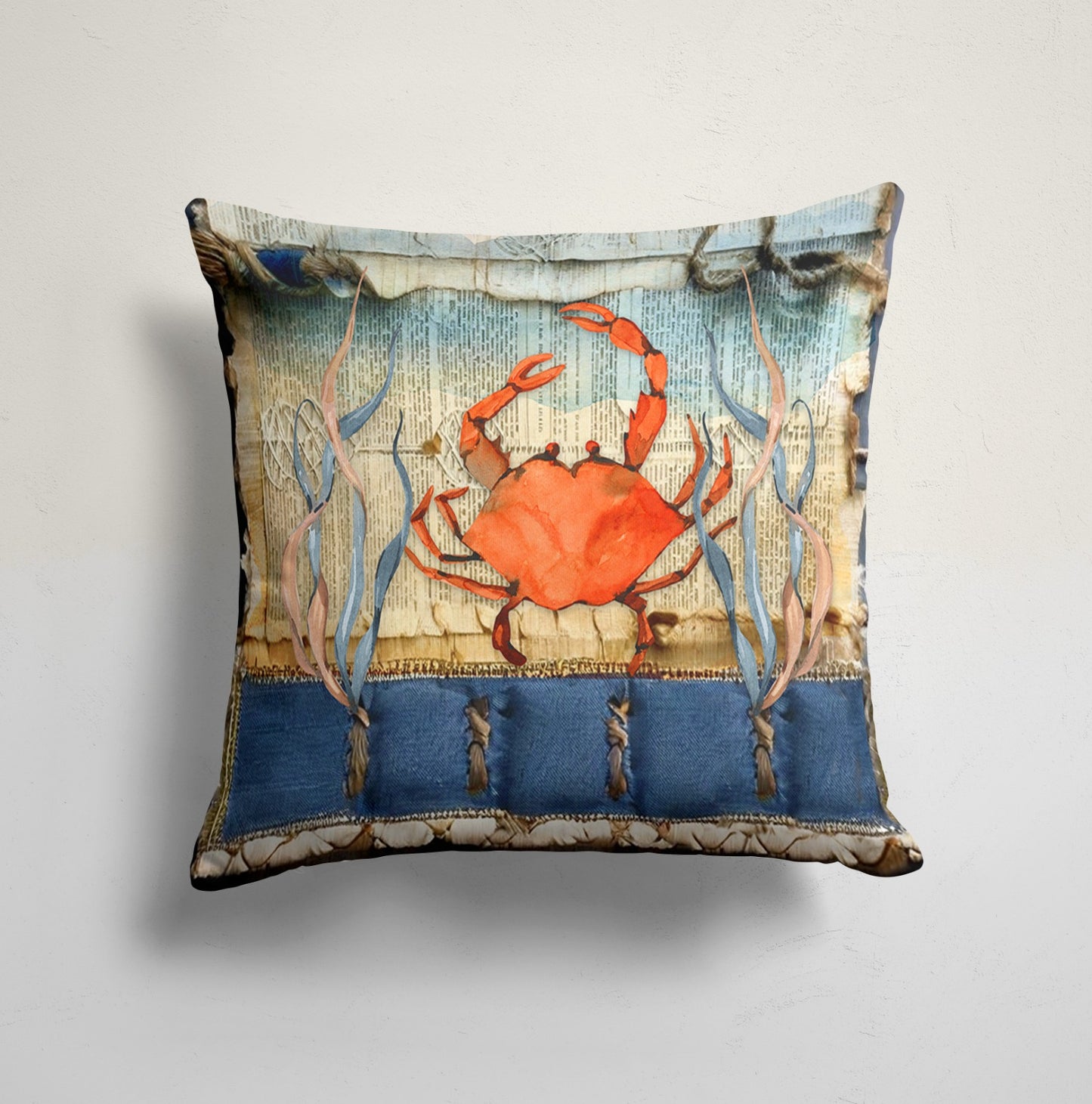 Crab Sea Life Fish&Turtle Cushion Cover
