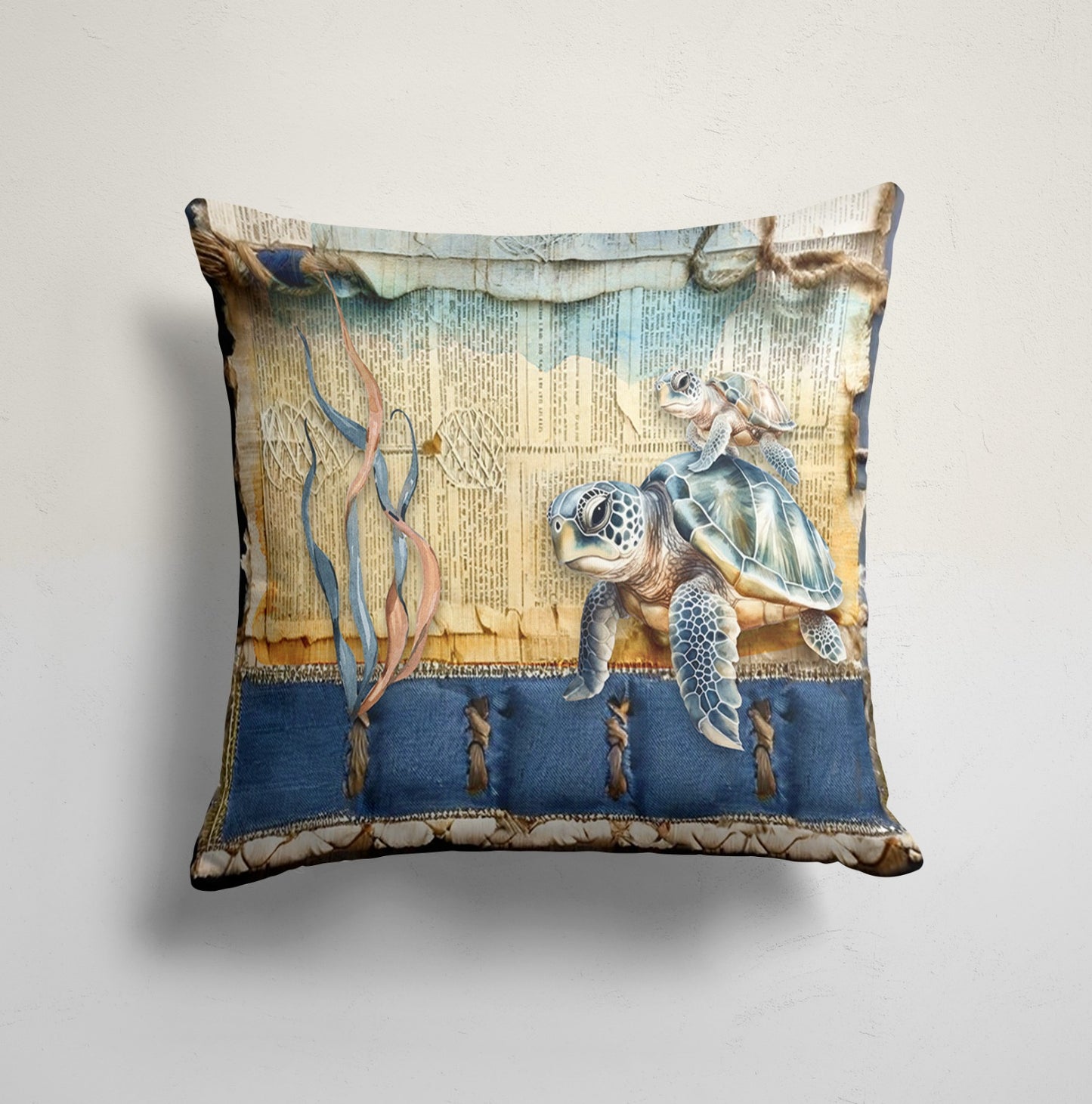 Crab Sea Life Fish&Turtle Cushion Cover