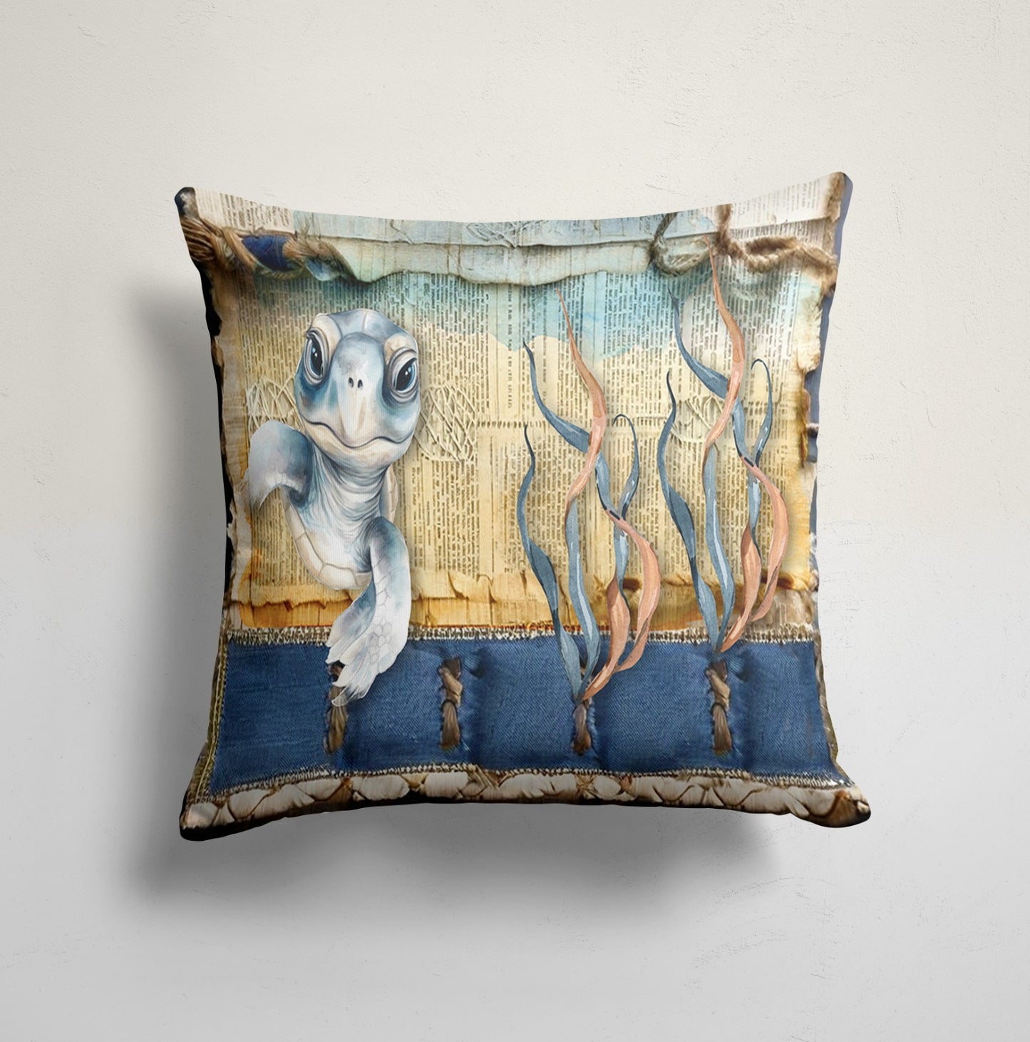 Crab Sea Life Fish&Turtle Cushion Cover