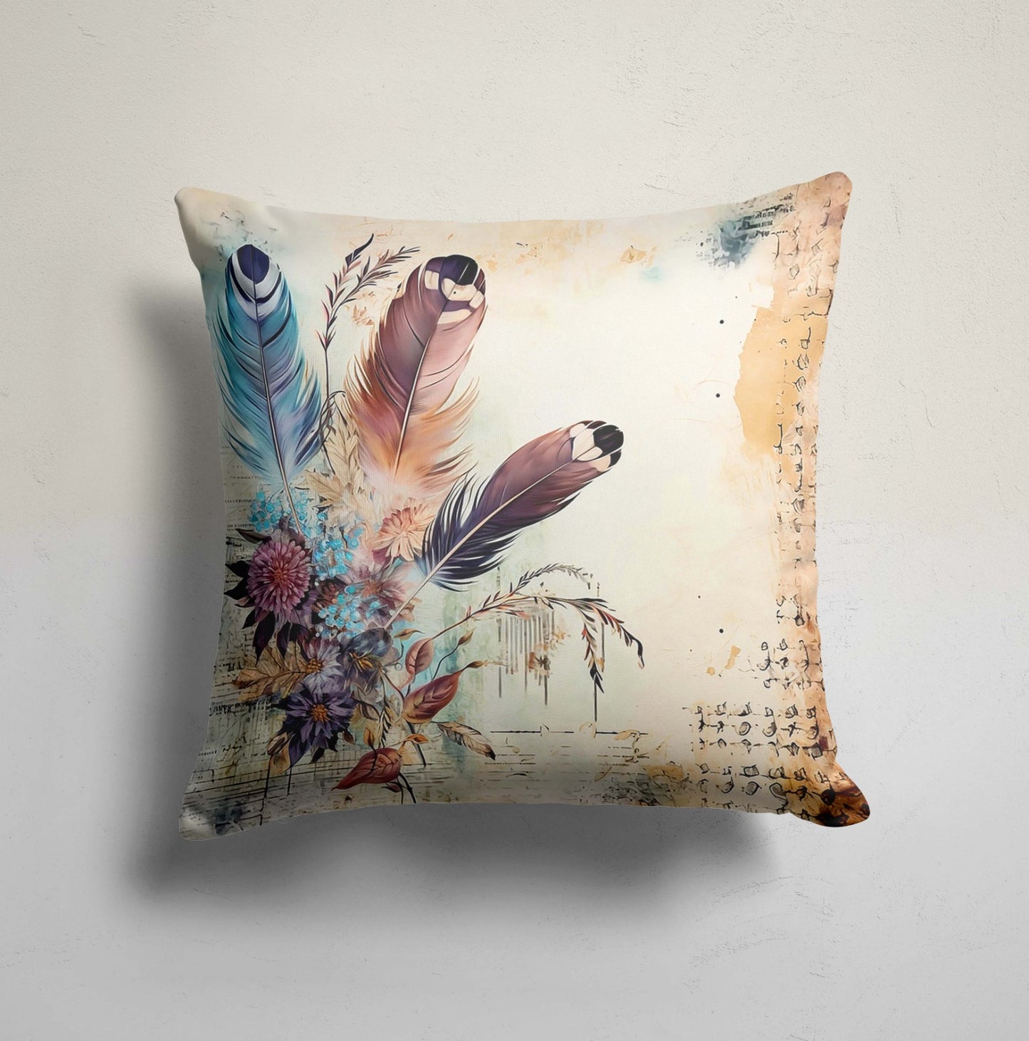 Soft Dandelion Breeze Cushion Cover in Pastel Blue Tones