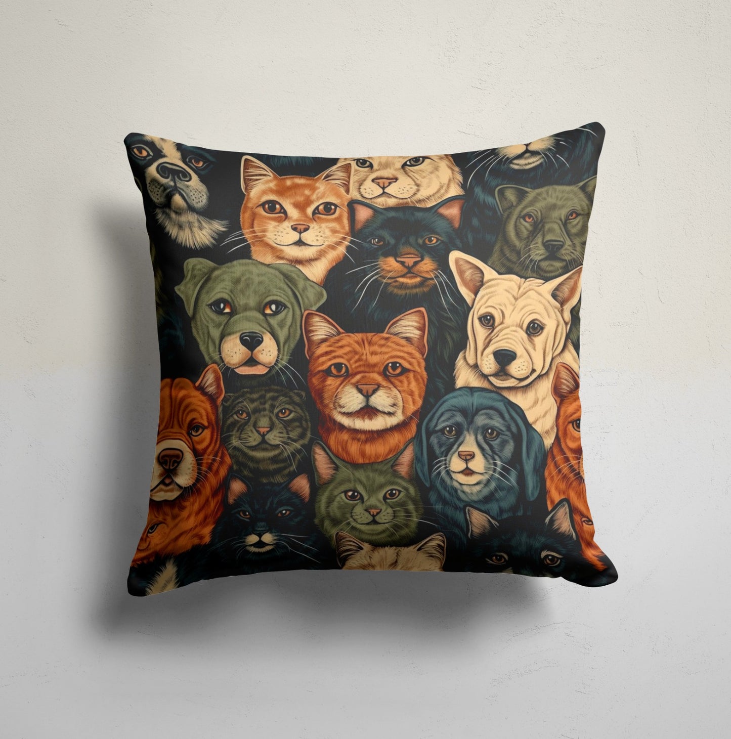 Cute Cat & Dog Animal Cushion Cover