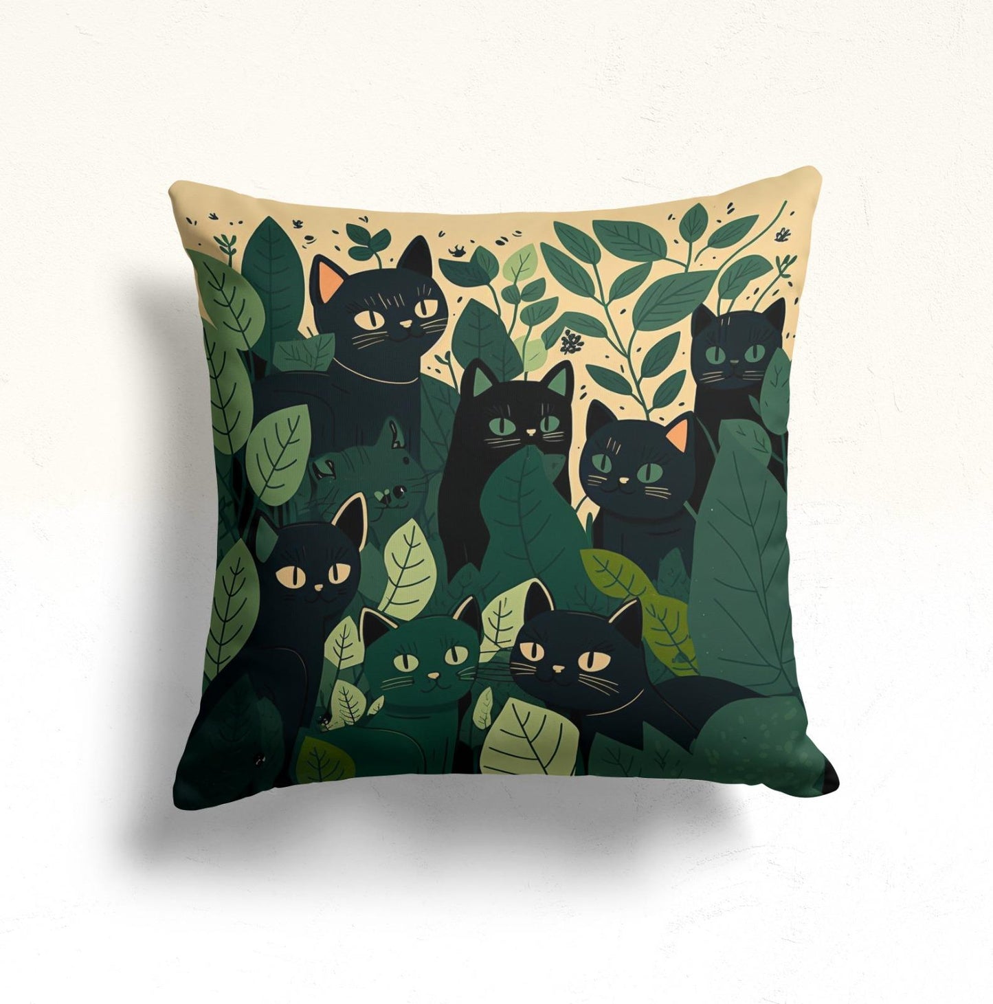 Jungle Cat Cushion Cover, Moonlight, Coffee, Cat Home Decor