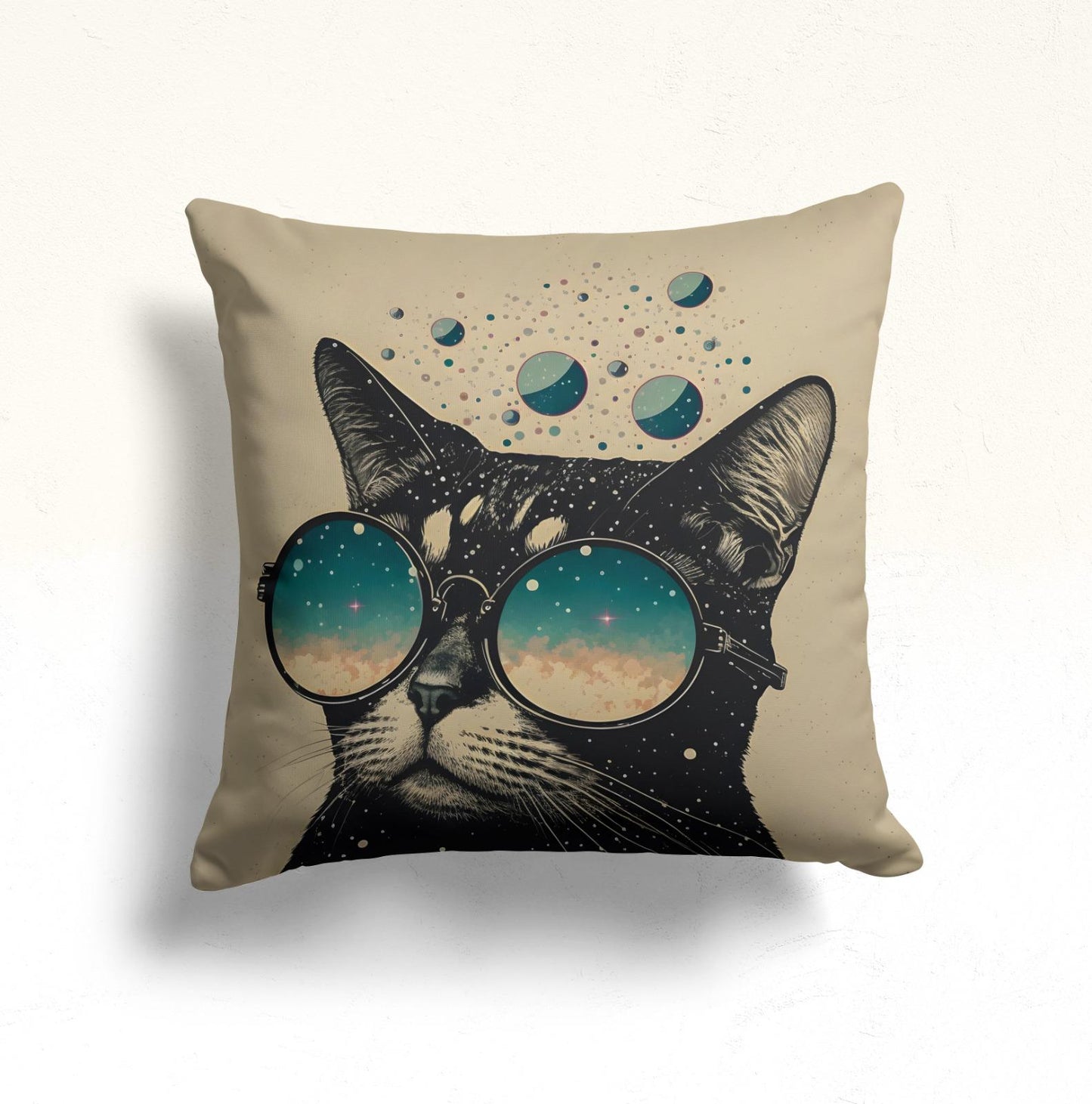 Jungle Cat Cushion Cover, Moonlight, Coffee, Cat Home Decor